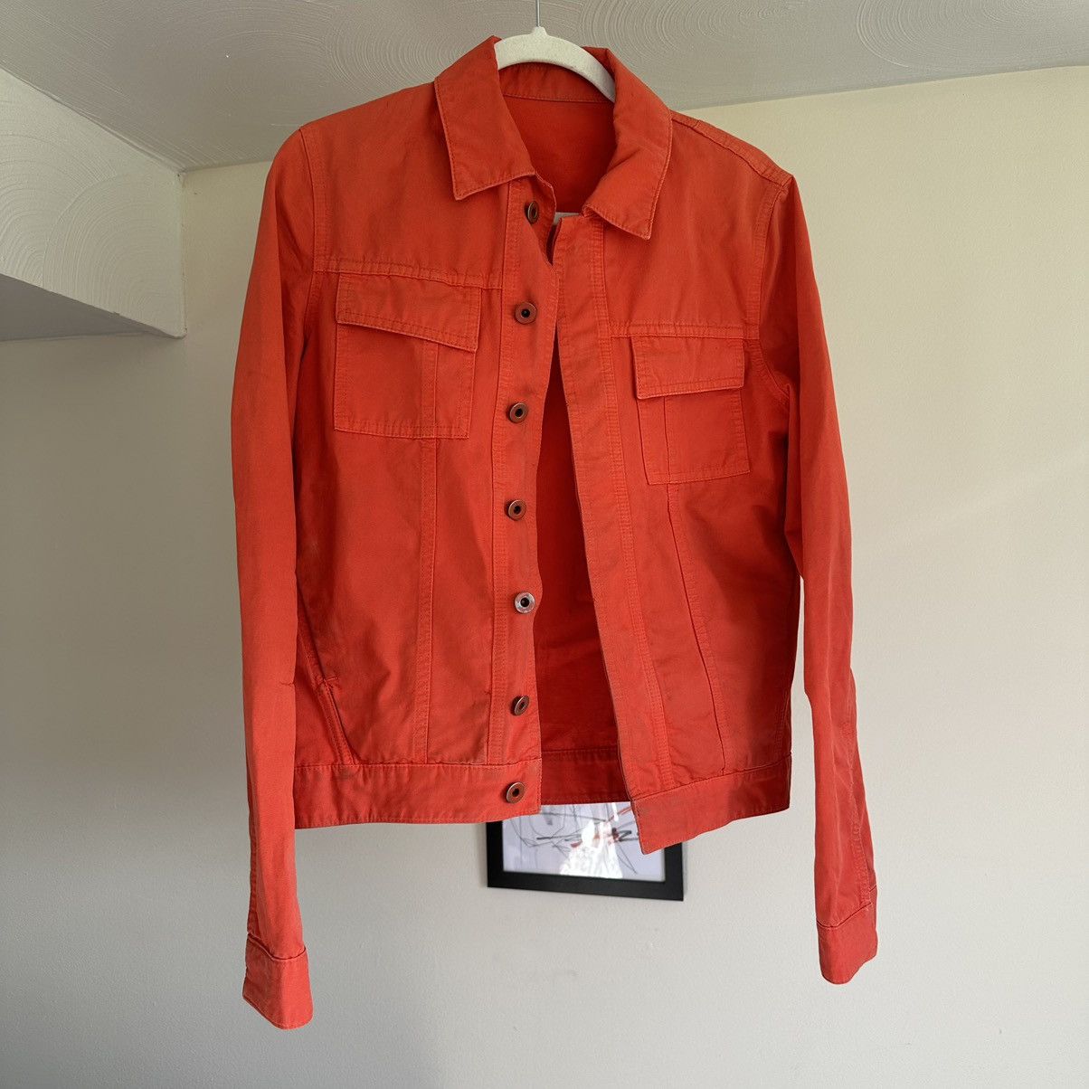 image of Balenciaga Ghesquiere Archive Fall 2010 Denim Jacket in Orange, Men's (Size Small)