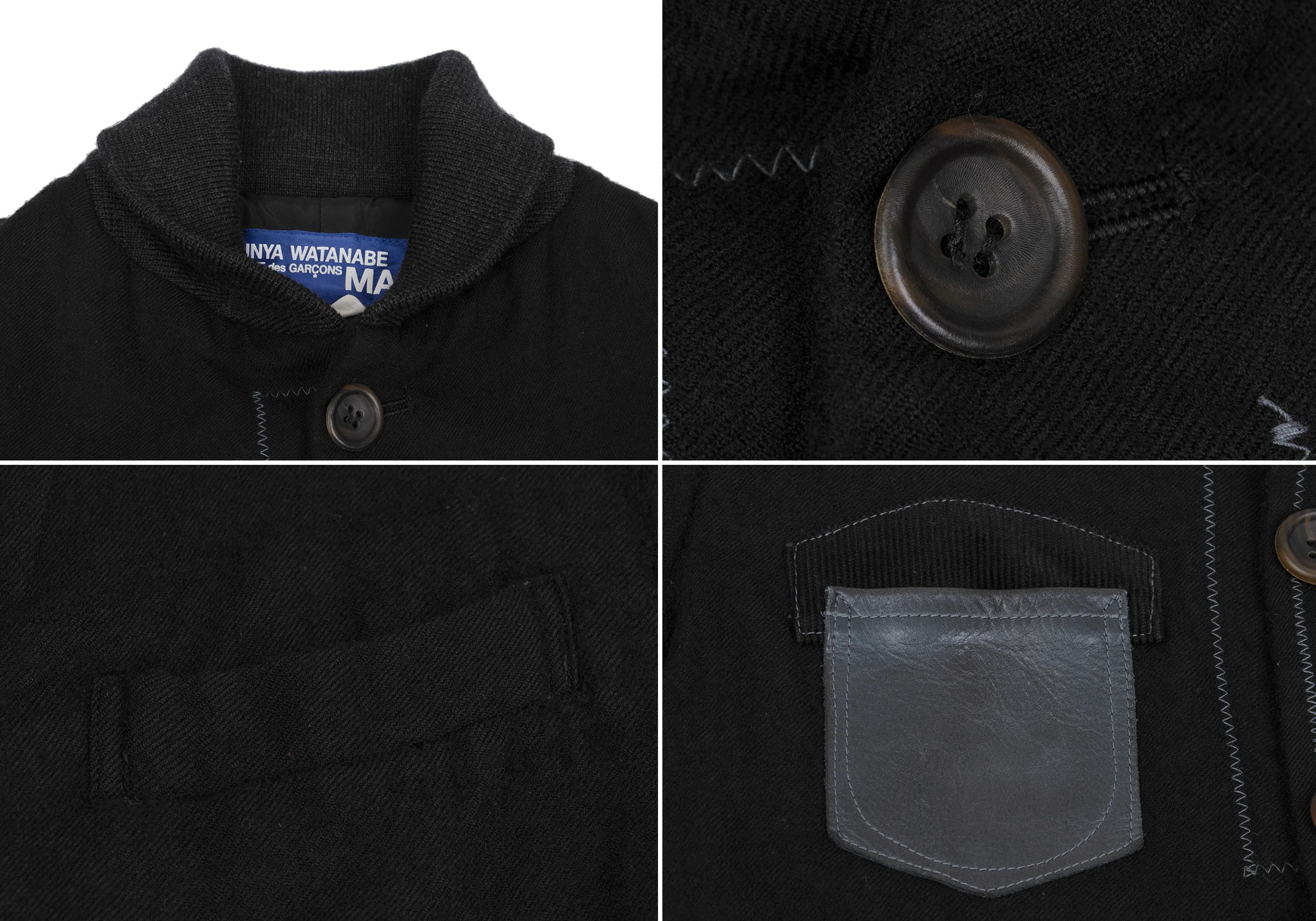 Junya Watanabe Wool Felted Leather Pocket Jacket in Black, Size XS Size US XS / EU 42 / 0 - 5 Thumbnail