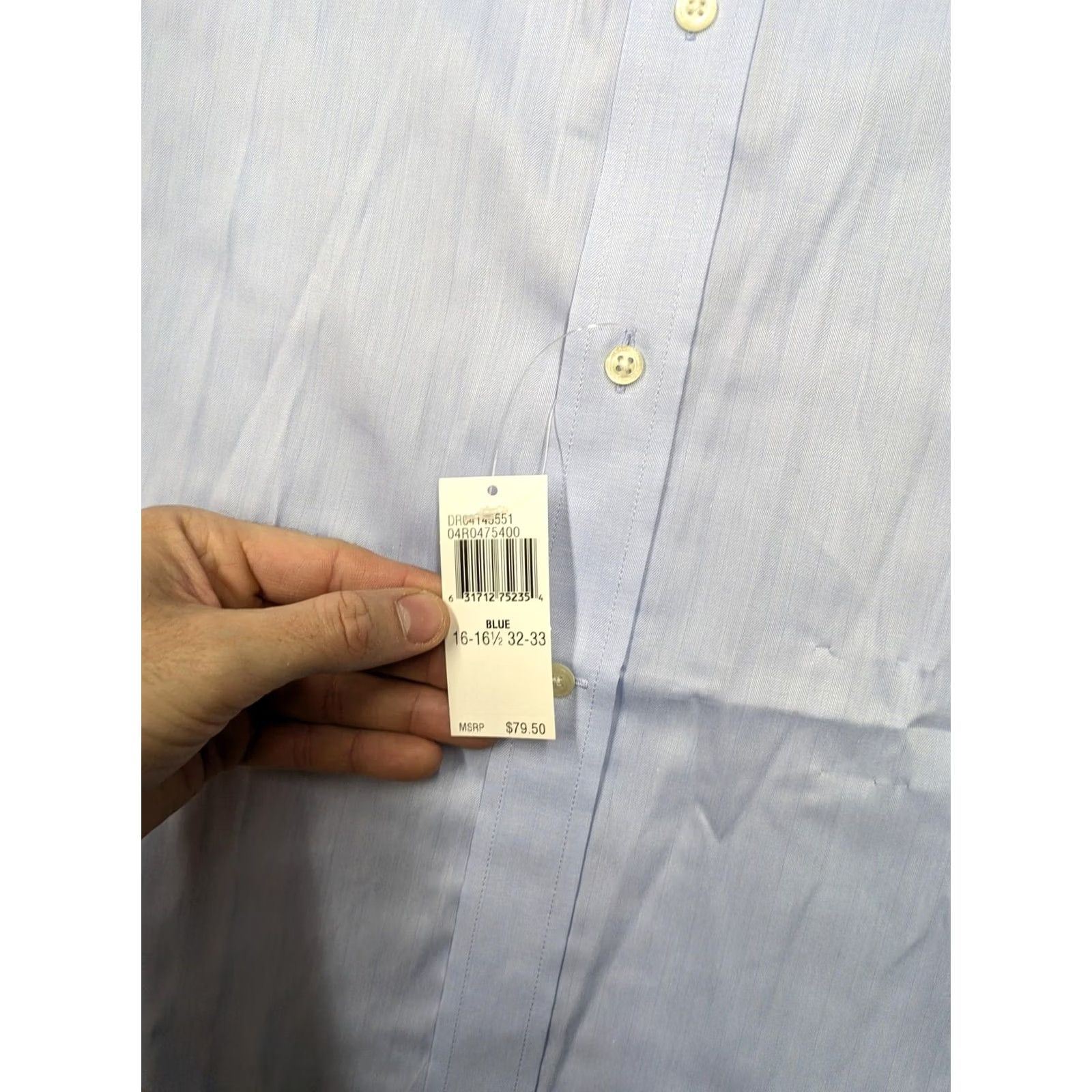 Ralph Lauren Lauren Ralph Shirt Mens L Blue Herringbone Regular Fit Size US L / EU 52-54 / 3 - 2 Thumbnail