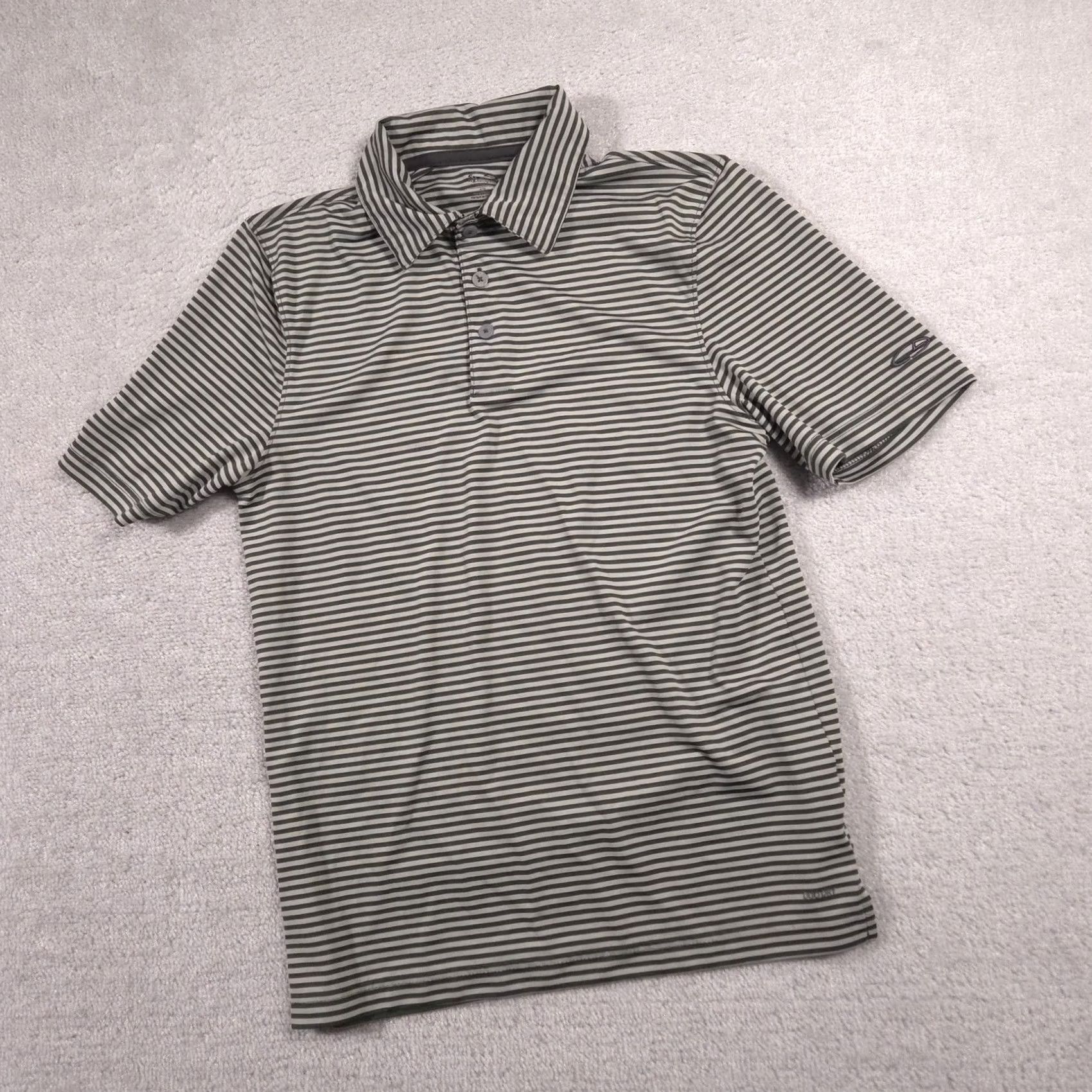 Champion C9 by Champion Polo Shirt Mens Small Gray Stripe GO DRY Golf Athletic Polo Shirt Mens S Gray Stripe Sport Shirts Size US S / EU 44-46 / 1 - 2 Thumbnail