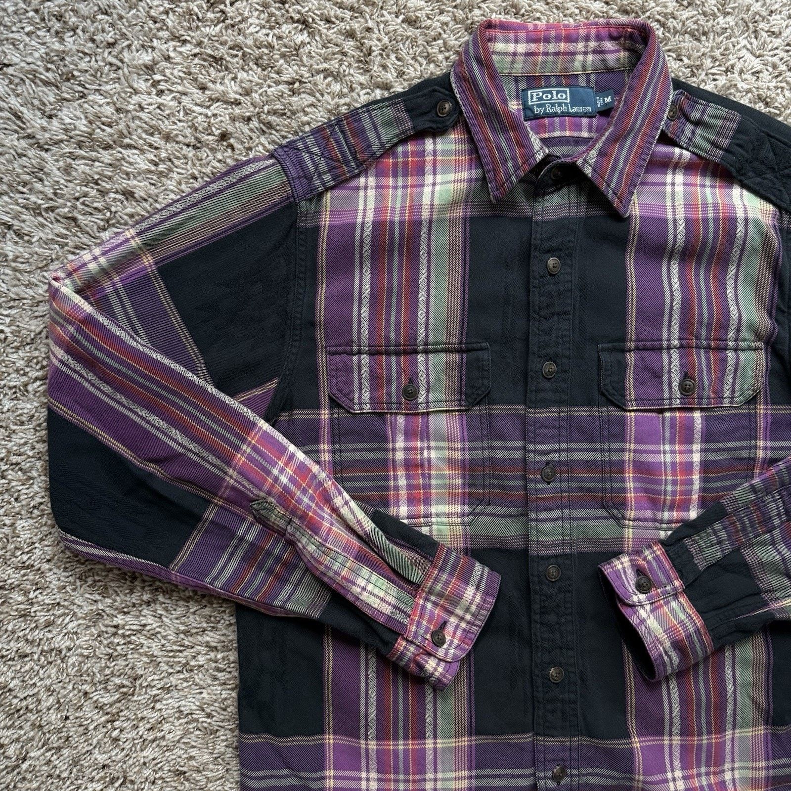 Polo Ralph Lauren × Ralph Lauren × Vintage Vintage Polo Ralph Lauren Aztec Plaid Shirt Purple Flannel Size US M / EU 48-50 / 2 - 4 Thumbnail