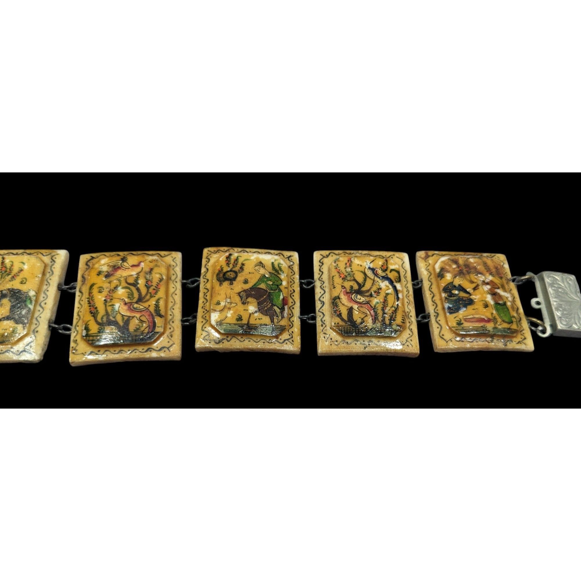 Other Antique Hand Painted Persian Story Panel Bracelet Size ONE SIZE - 9 Thumbnail