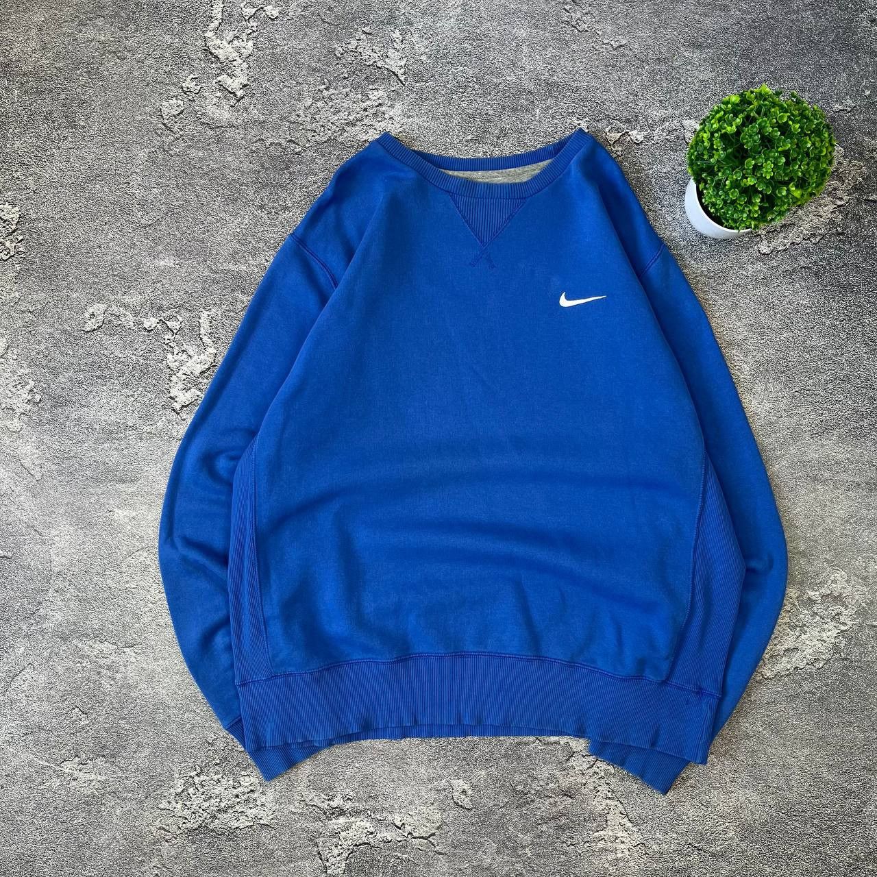Nike Vintage Blue Sweatshirt Nike,basic mini logo y2k style Size US XL / EU 56 / 4 - 1 Thumbnail