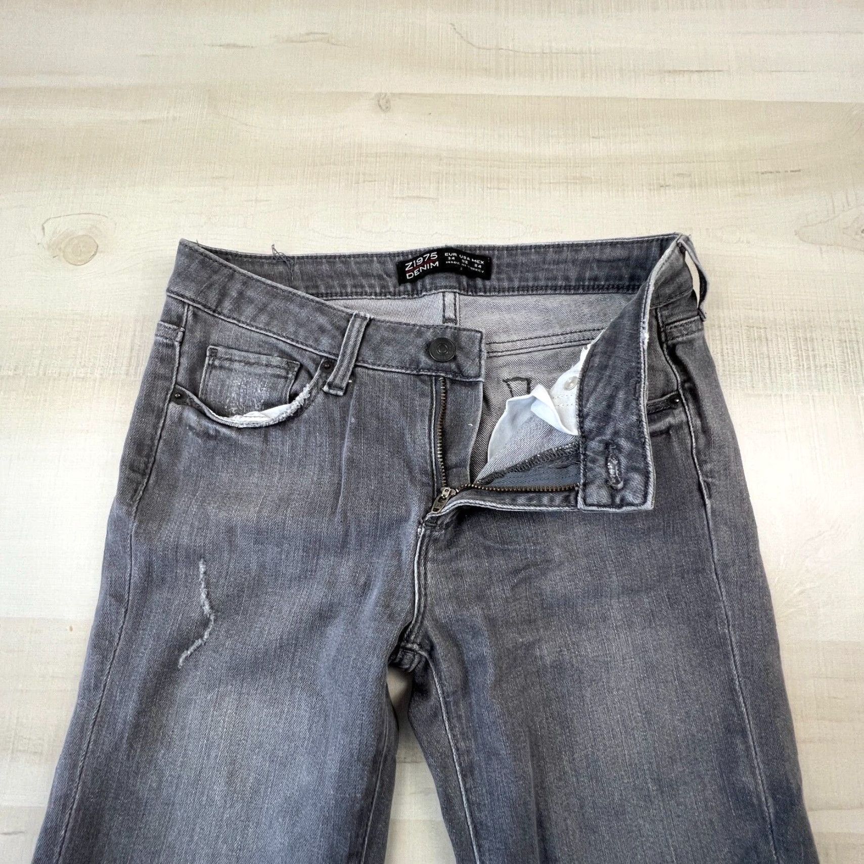 Zara Zara Womens Skinny Jeans 2 Gray Distressed Low Rise Stretch Size 26" / US 2 / IT 38 - 3 Thumbnail