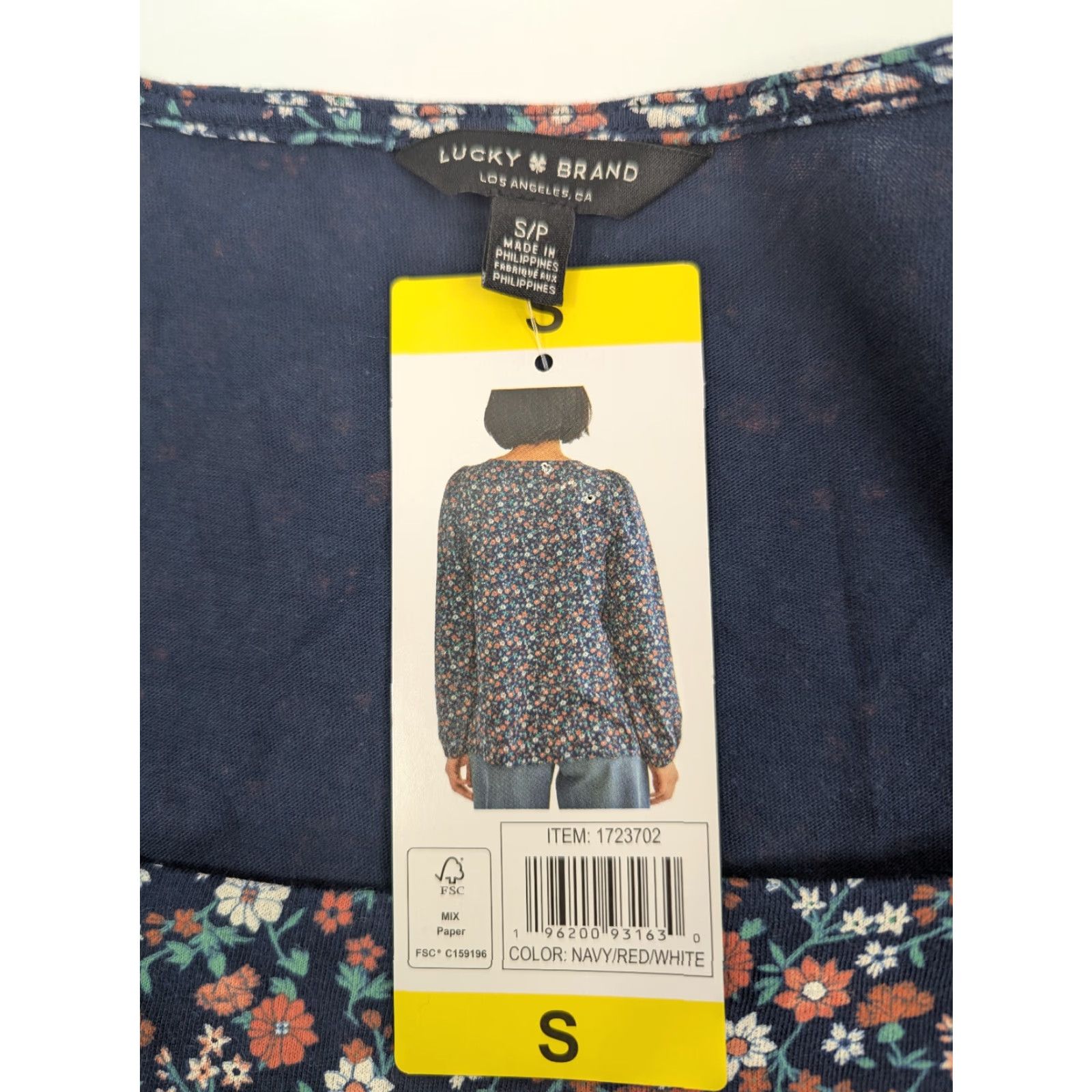 Lucky Brand NWT Lucky Brand Blouse Womens Small Square Neck Long Sleeve Floral Boho Hippy Multicolor Size S / US 4 / IT 40 - 7 Thumbnail