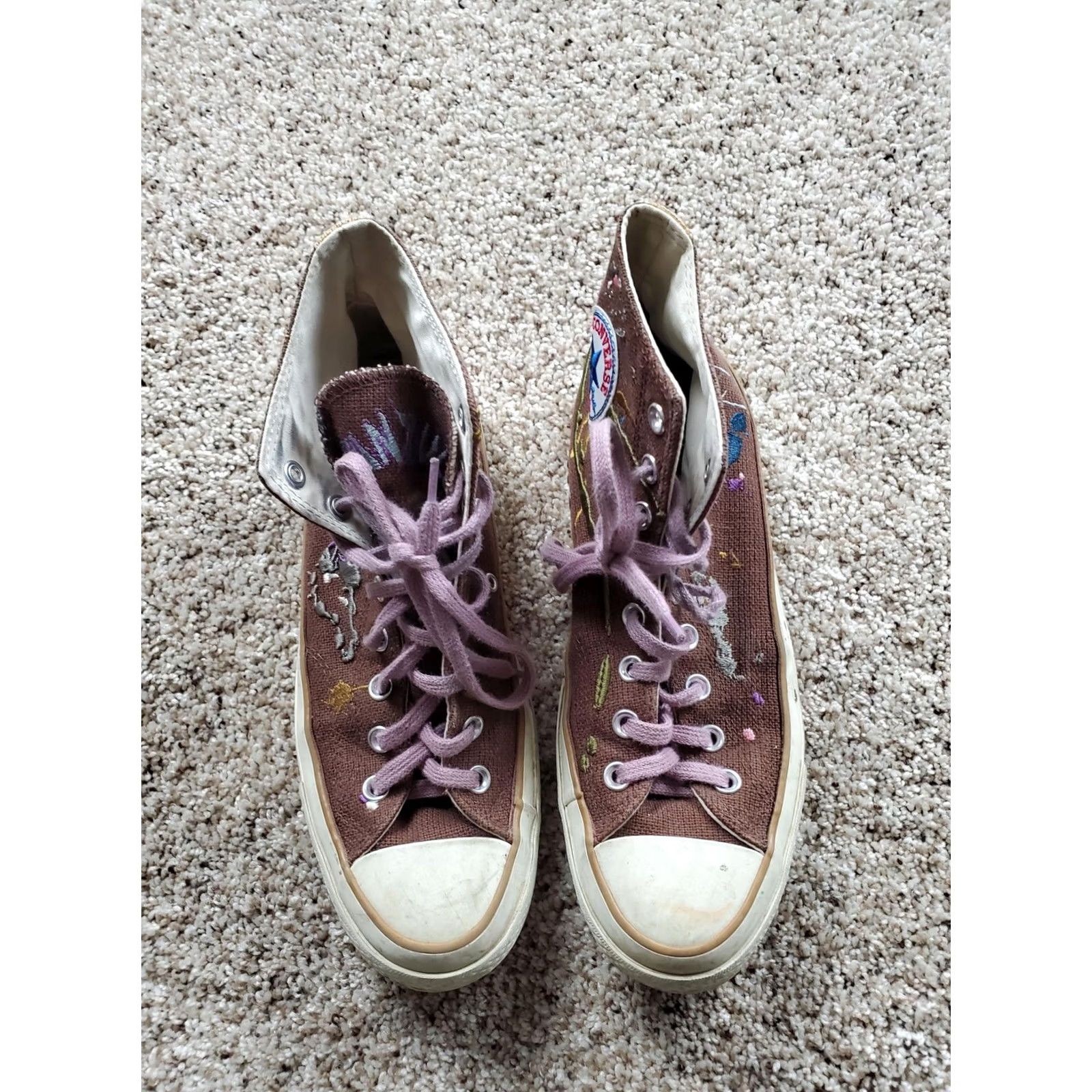 Converse Converse Chuck Taylor All Star Sneaker Brown High Top 8.5 Men Lace Up Bandulu Paint Splatter Embroidery Limited Edition Vintage No customized Size US M / EU 48-50 / 2 - 4 Thumbnail