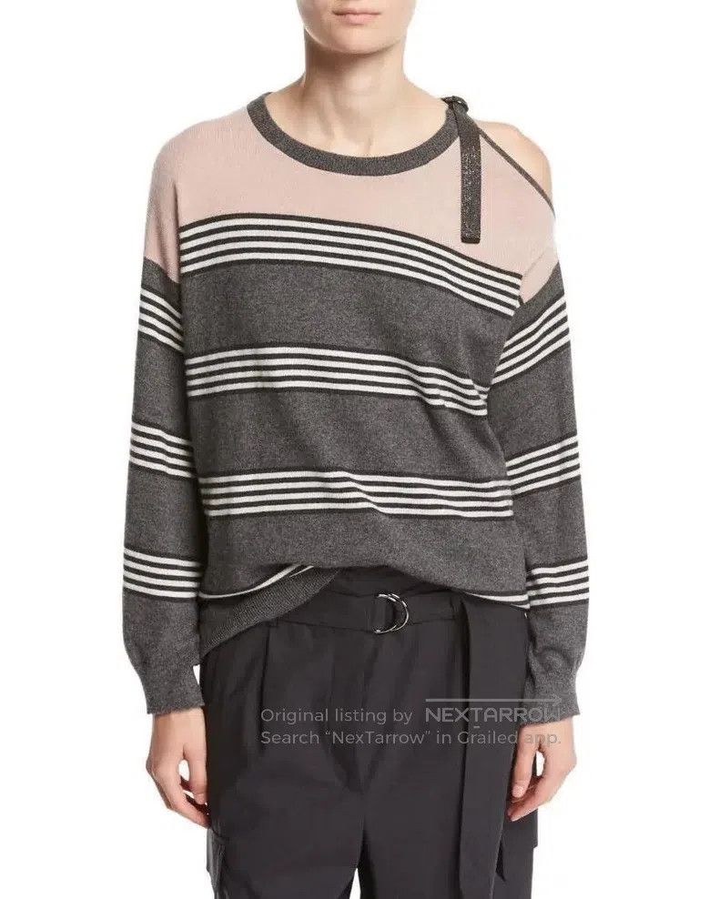 Brunello Cucinelli Brunello Cucinelli Chain Striped Cashmere Sweater Size M / US 6-8 / IT 42-44 - 1 Thumbnail