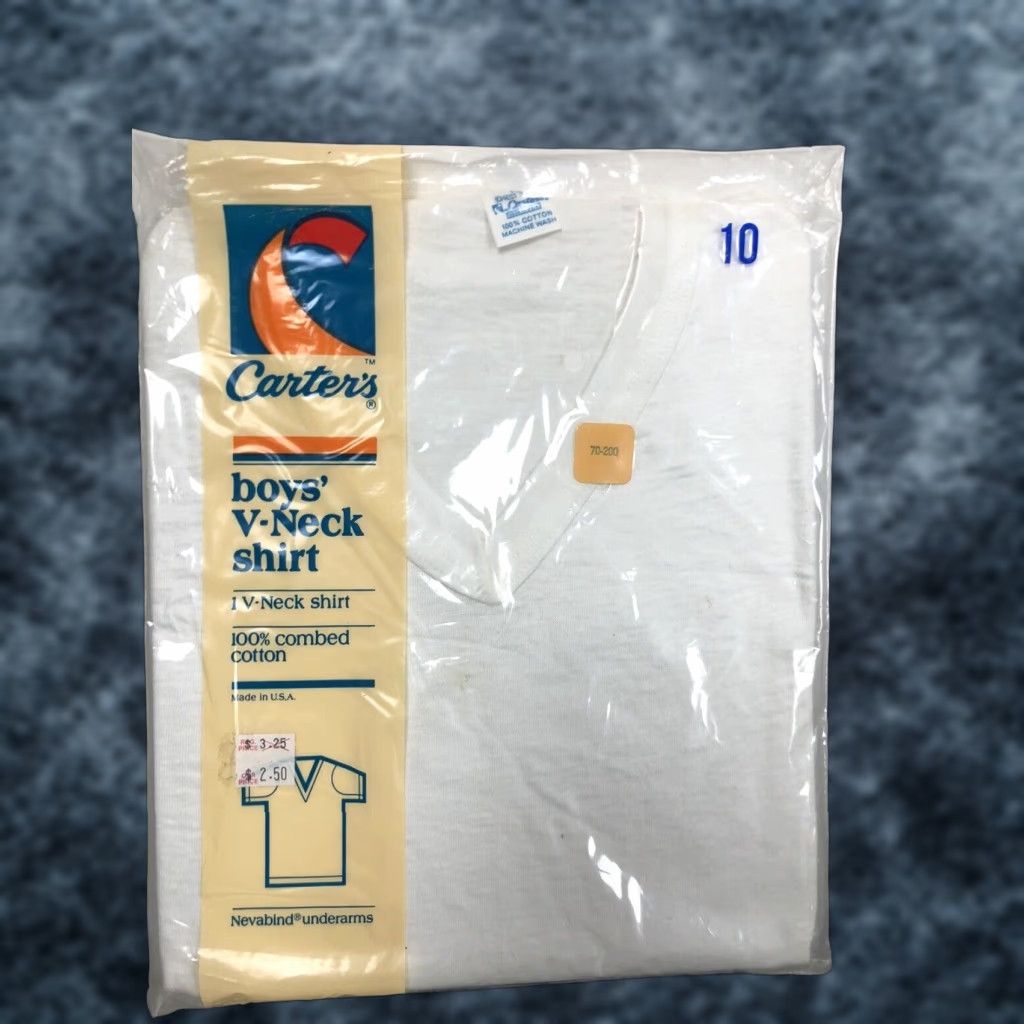 Vintage VINTAGE 1970s Carters Boys 10 V-Neck T-Shirt Blank White Rockabilly USA Cotton Mens Size US M / EU 48-50 / 2 - 1 Thumbnail
