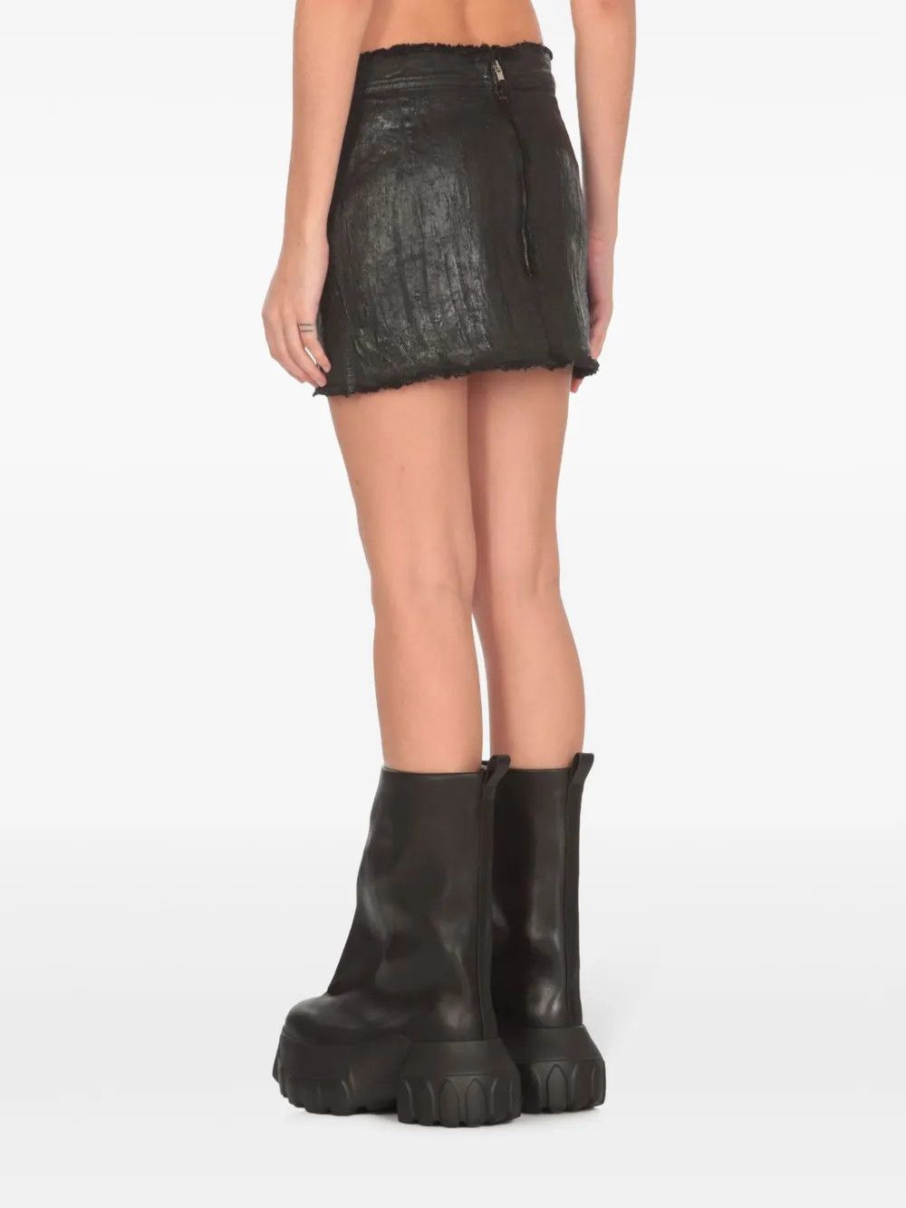 Rick Owens o1y0126 Denim Mini Skirt in Black Size 28" / US 6 / IT 42 - 2 Thumbnail