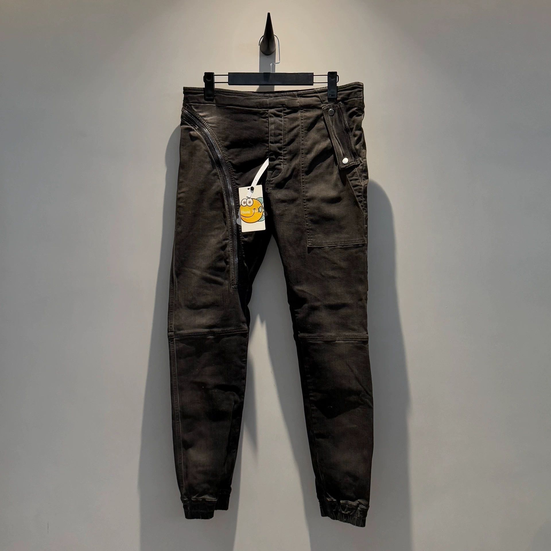 Rick Owens Rick Owens DRKSHDW 2024 New Style Side Zipper Waxed Pants Size US 31 - 1 Thumbnail
