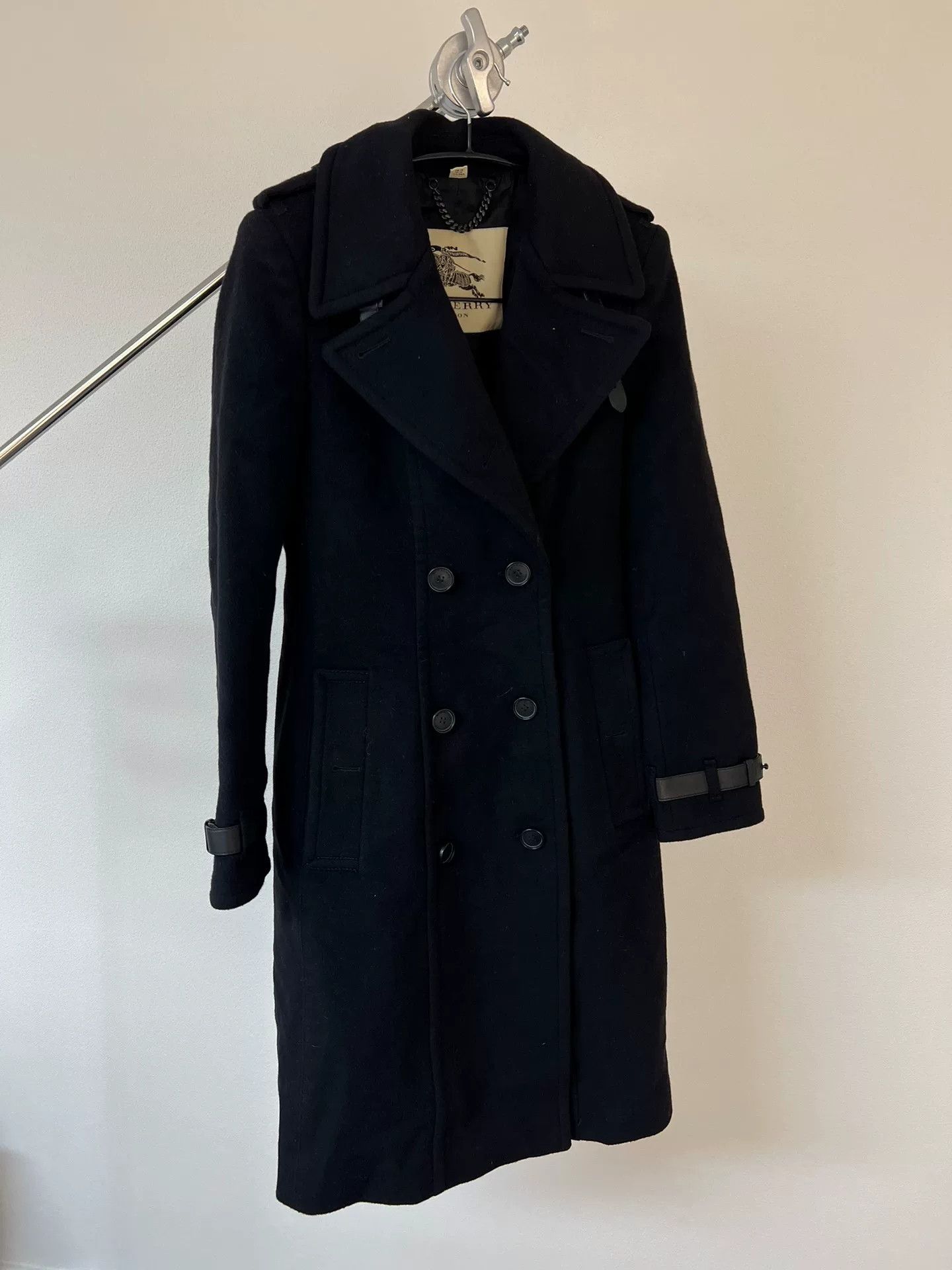 Burberry Burberry Wool Coat with Leather Details Size S / US 4 / IT 40 - 1 Thumbnail
