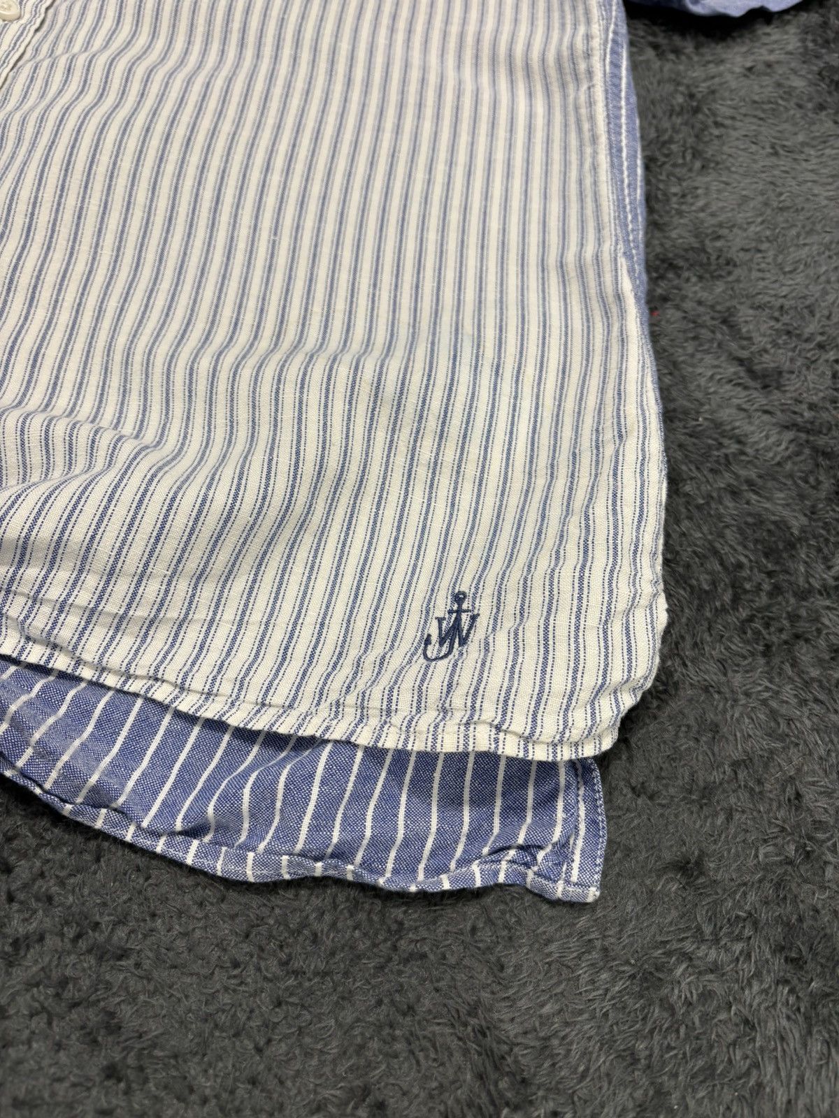 JW Anderson × Uniqlo JW Anderson Uniqlo Linen Striped Patchwork Shirt Size US XL / EU 56 / 4 - 3 Thumbnail