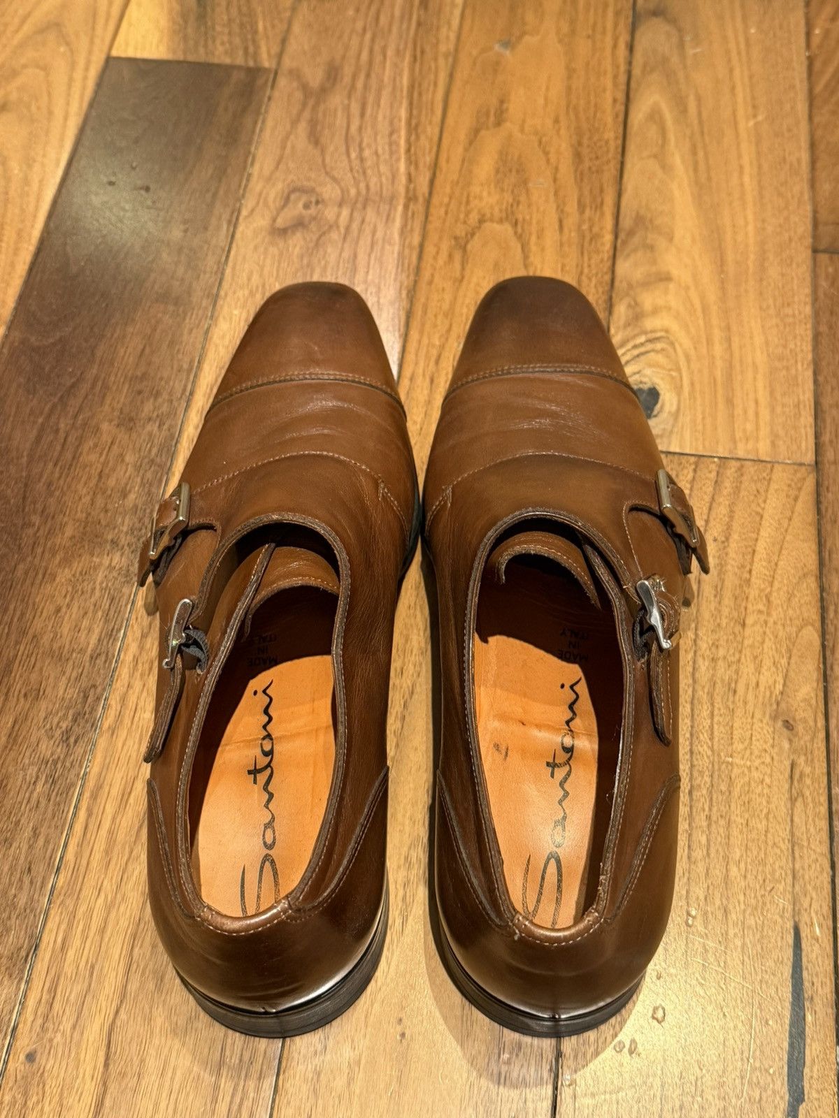 Santoni Santoni Men's brown leather double-buckle shoe Size US 10 / EU 43 - 4 Thumbnail