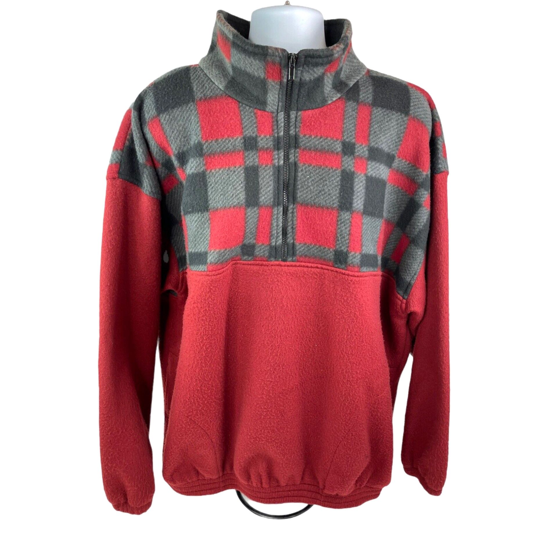 Fieldmaster Brown buy Plaid Fleece Quarter Zip Pullover Sz Large