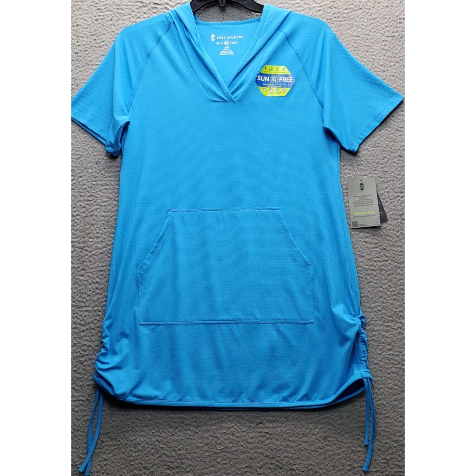 Free Country Free Country Sundress Women L Blue Short Sleeves Ruched UPF 50 SZLSS5808 Size 36" / US 14 / IT 50 - 2 Thumbnail