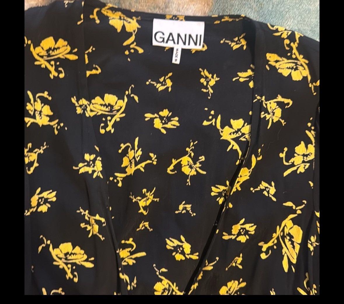 Ganni Black floral wrap dress Size XS / US 0-2 / IT 36-38 - 3 Thumbnail