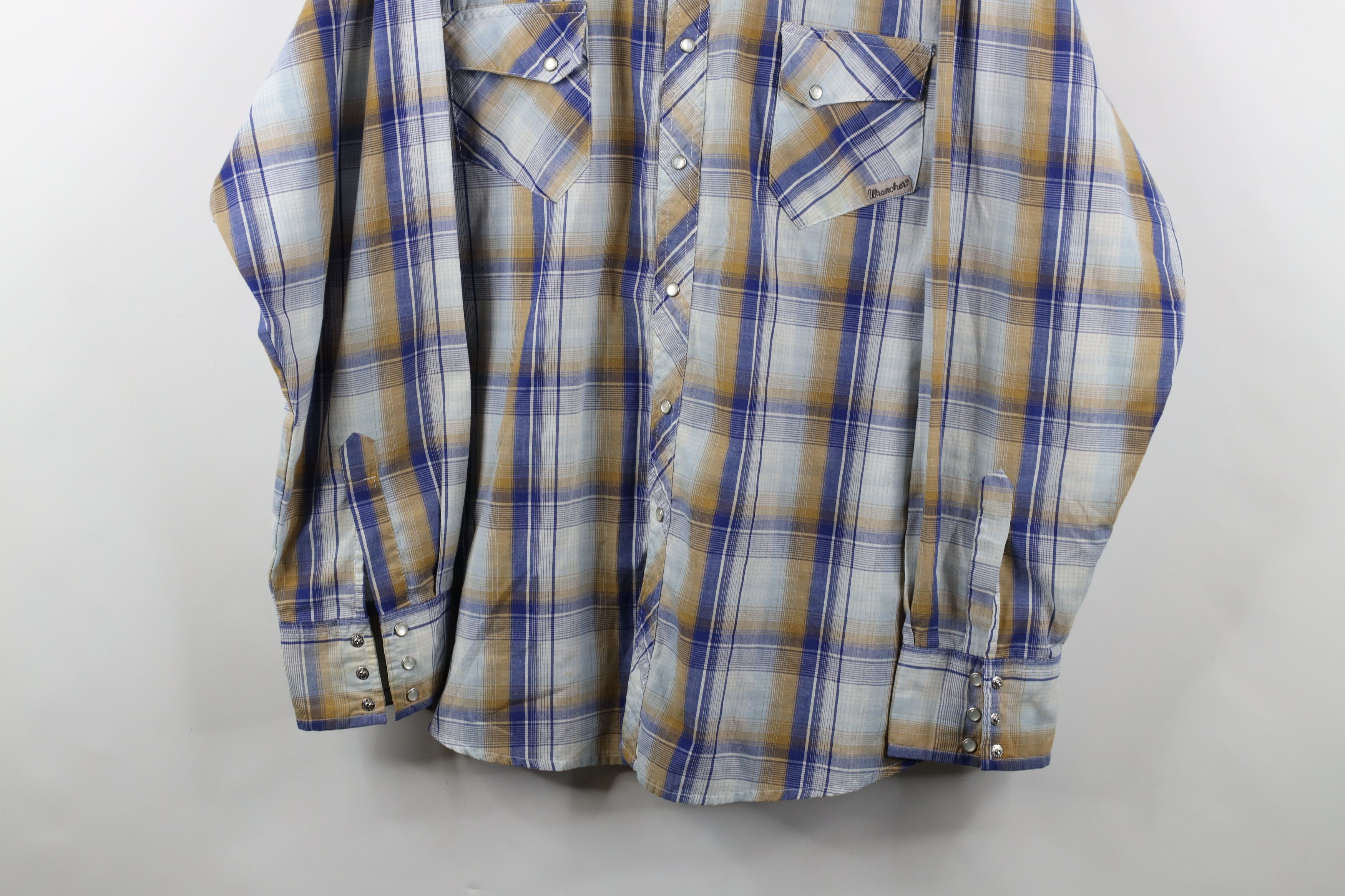 Vintage × Wrangler Vintage Wrangler Western Cowboy Snap Button Shirt Plaid Size US XXL / EU 58 / 5 - 3 Thumbnail