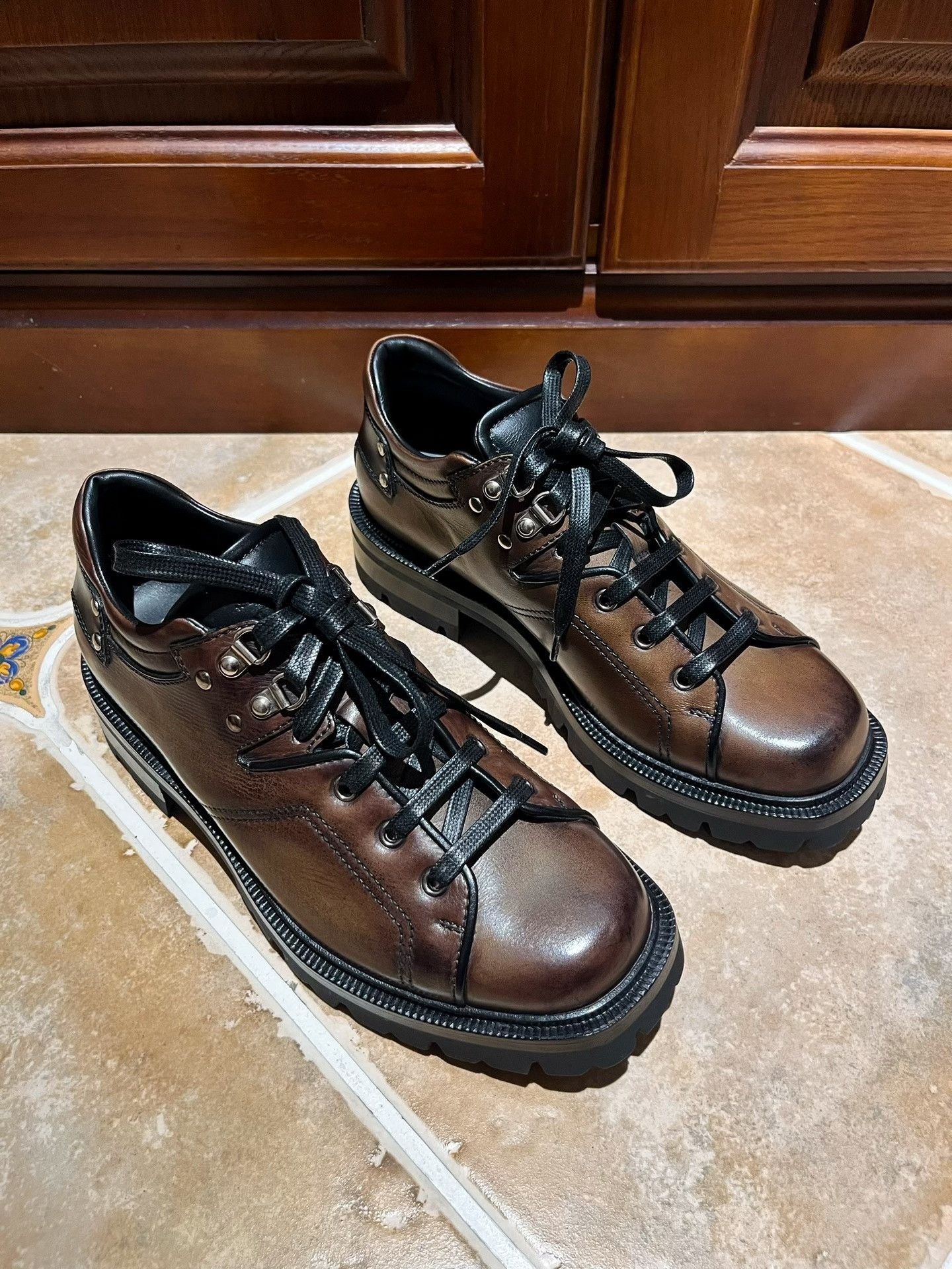 Berluti Berluti Brown Leather Mountaineering Shoes Size US 7.5 / EU 40-41 - 2 Thumbnail