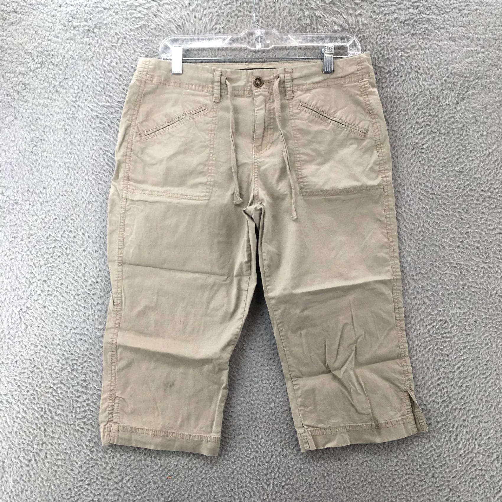 Calvin Klein Calvin Klein Jeans Capri Pants Womens 10 Beige Flat Front Zip Fly Drawstring Capris Casual Modern Womens 10 Beige Capri Pants Calvin Klein Jeans Size 32" / US 10 / IT 46 - 2 Thumbnail