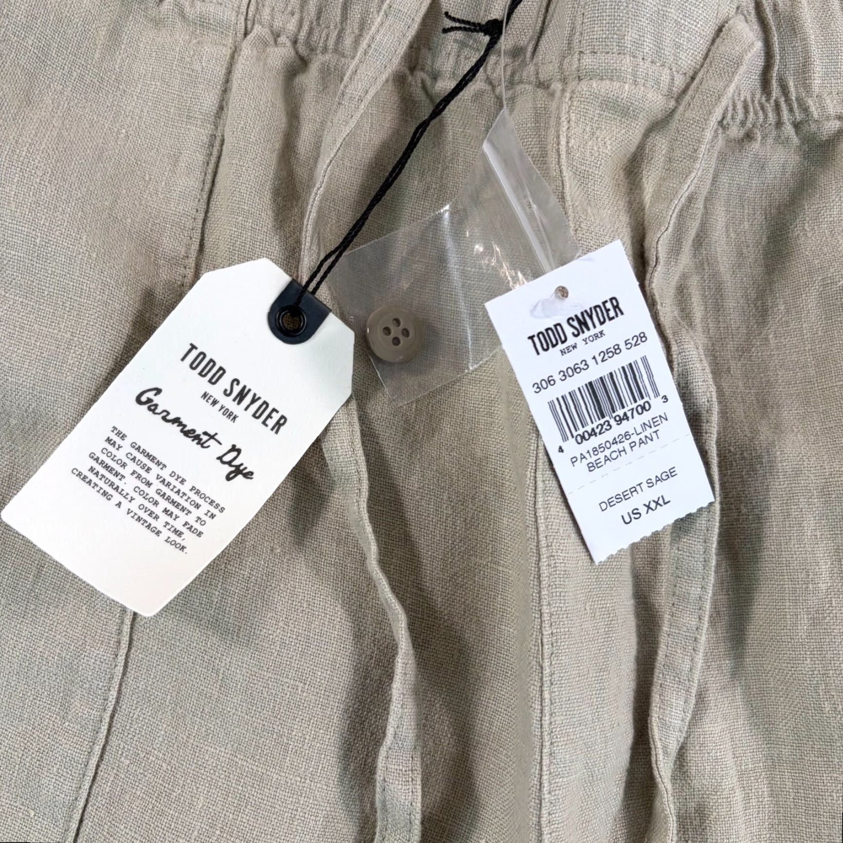 Todd Snyder TODD SNYDER Pants Desert Sage 2XL Linen Beach Straight Fit Mens NWT Clothing 100% Linen Size US 39 - 3 Thumbnail