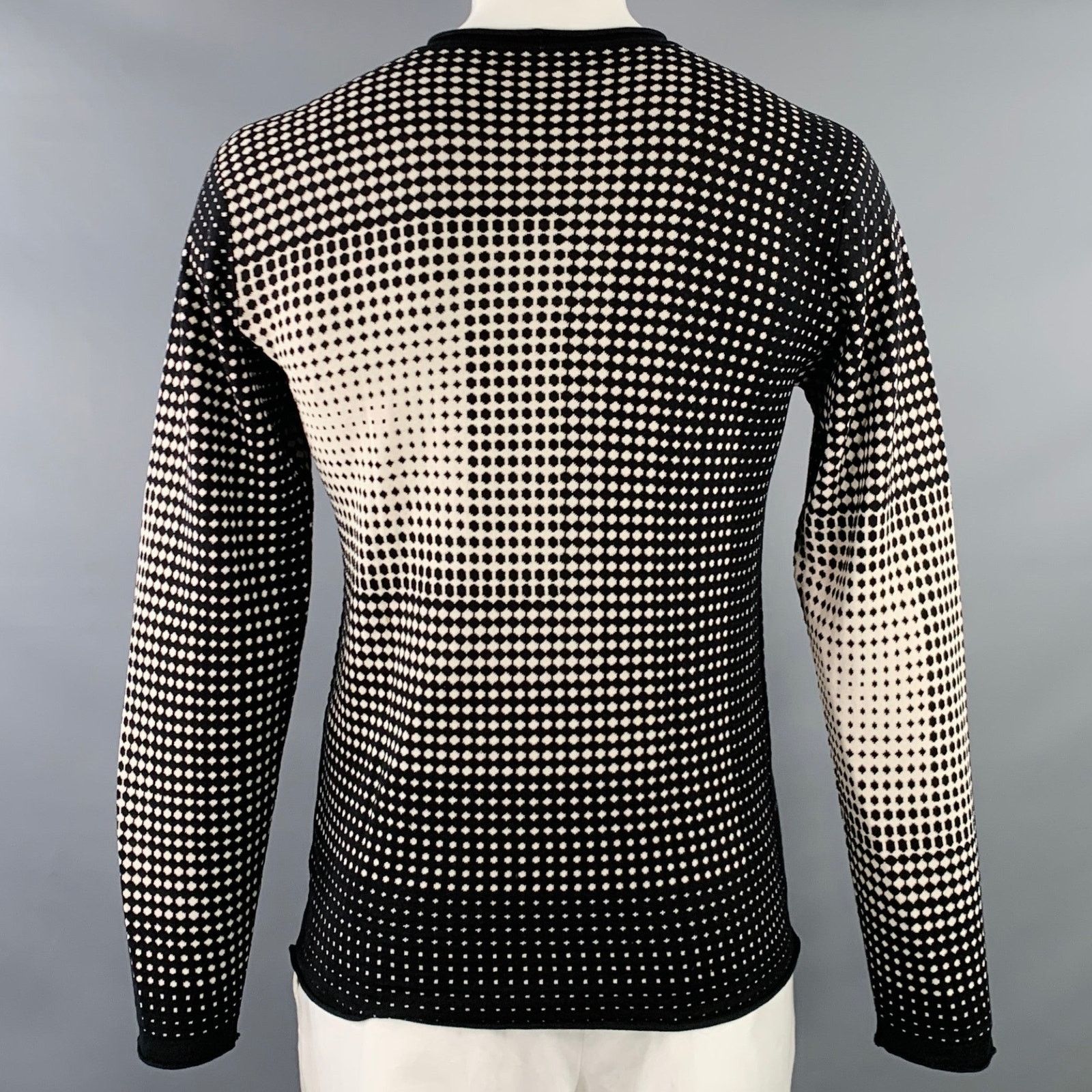 Armani Collezioni Size L Black White Geometric Dots Silk Blend Crew Size US L / EU 52-54 / 3 - 3 Thumbnail