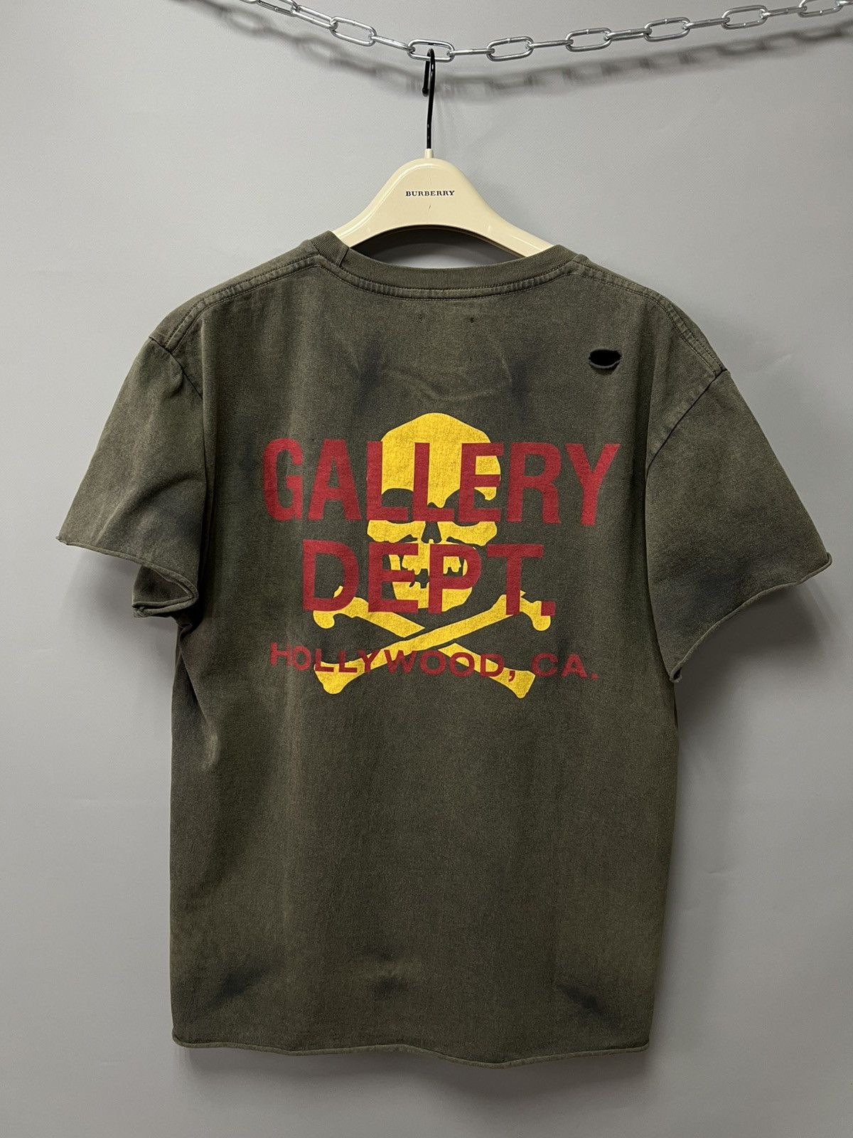 Gallery Dept. Faded Zip Logo Skull Distressed T-Shirt