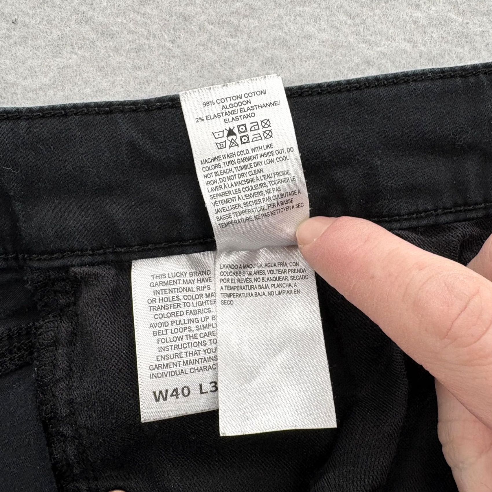 Lucky Brand Lucky Brand 121 Slim Straight Pants Mens 40x30 Black Stretch Twill 5-Pocket Size US 40 / EU 56 - 6 Thumbnail