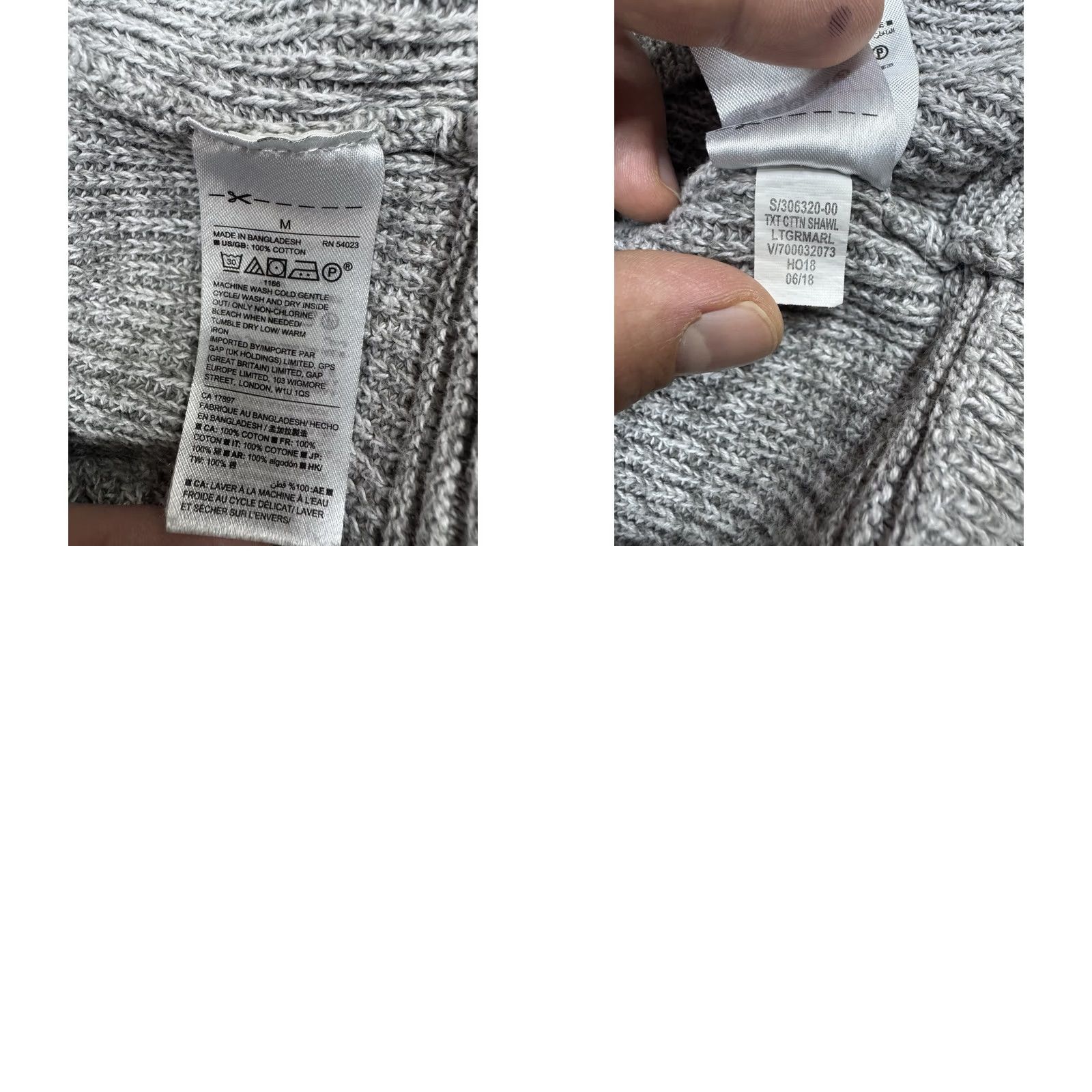 Gap Gap Sweater Gray Shawl Collar Pullover Knit Cotton Mens Medium Long Sleeve Pullover Pockets Classic Regular VINTAGE? Size US M / EU 48-50 / 2 - 8 Thumbnail