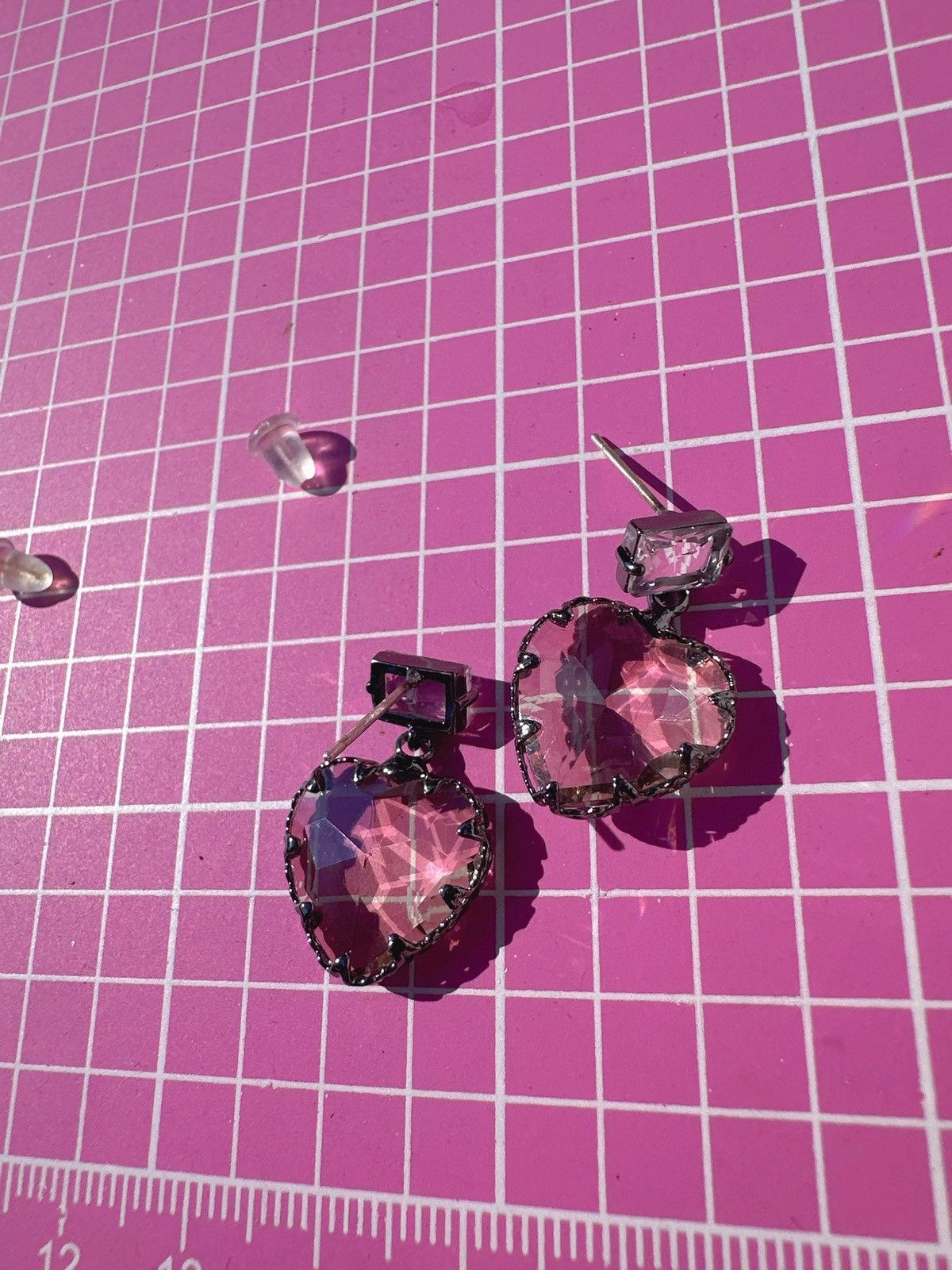 Designer ALDO Crystal Heart drop Earrings black tone Size ONE SIZE - 6 Thumbnail