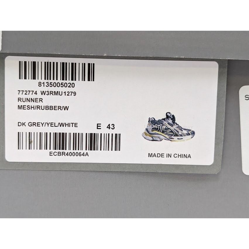 Balenciaga o1rshd1 Runner Mesh/Rubber/W Sneakers DK Grey/Yel/White Size US 10 / EU 43 - 14 Thumbnail
