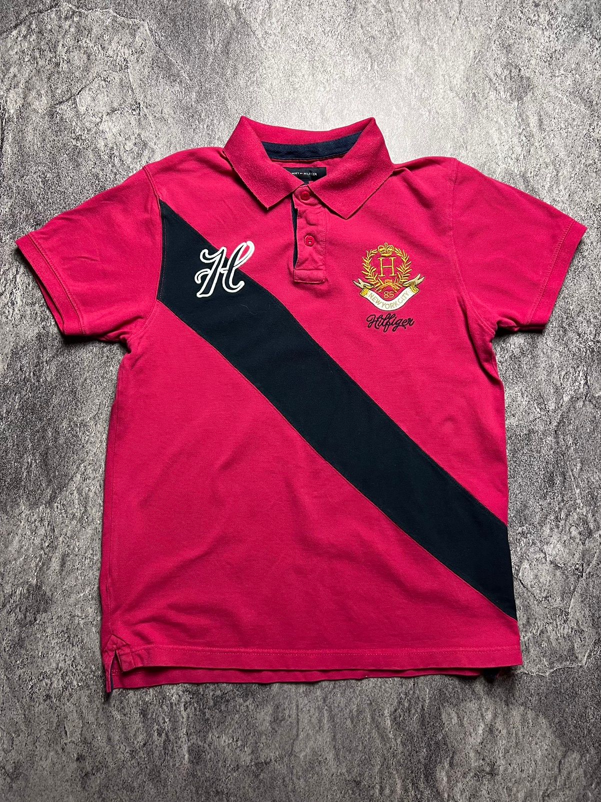 Pre-owned Tommy Hilfiger X Vintage Y2k Tommy Hilfiger New York Blokecore Japan Style Polo Tee In Pink