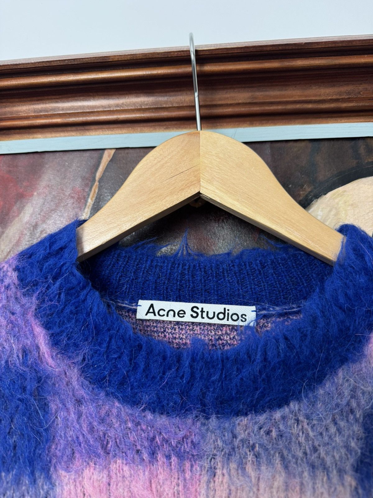Acne Studios Acne Studios Plaid Fuzzy Distressed Sweater Knit Pink Blue Size S / US 4 / IT 40 - 3 Thumbnail