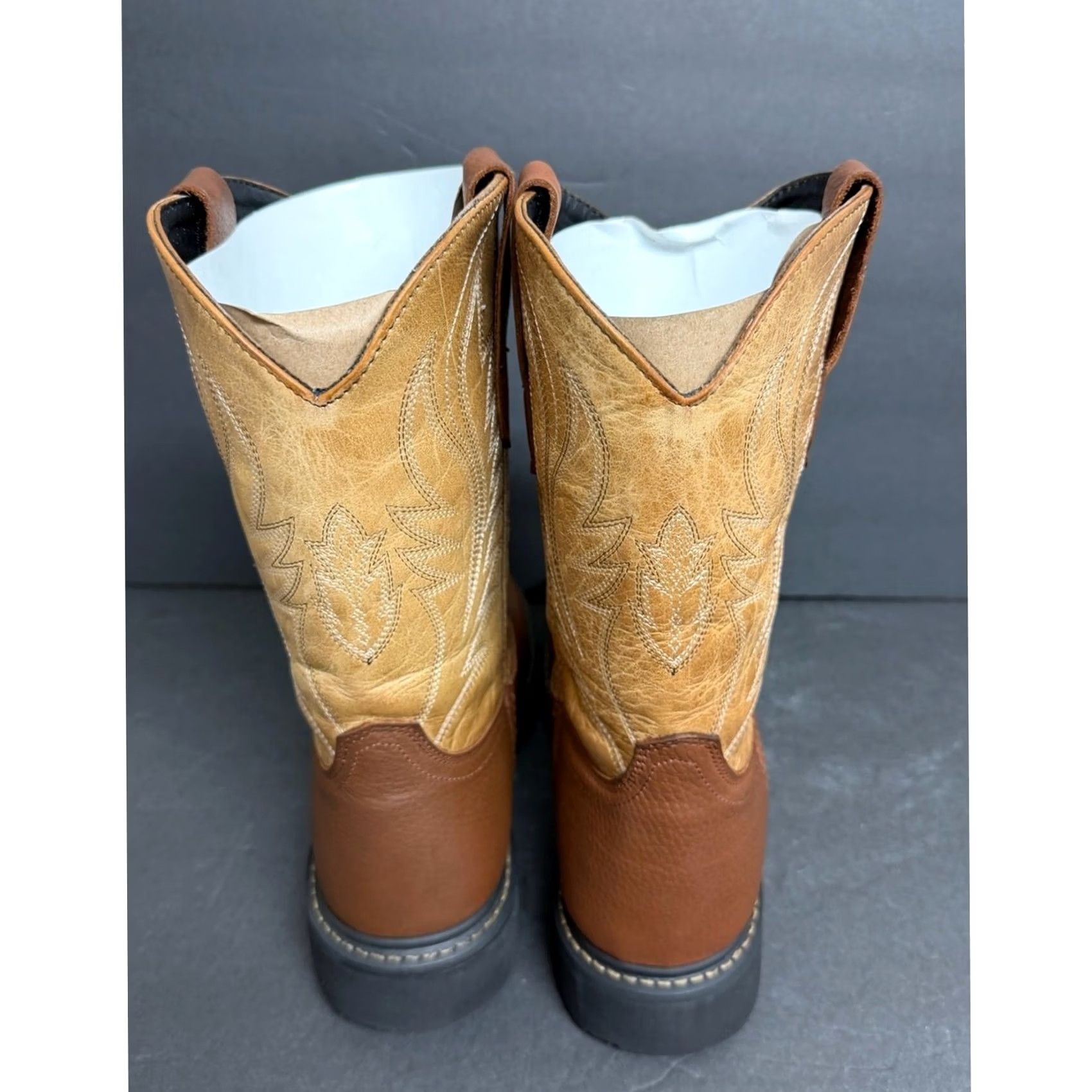 Vintage NEW JB Dillon Reserve Leather Cowboy Boots Oak Honey Square Toe SZ 9.5 SA Men's Size US 10 / EU 43 - 5 Thumbnail