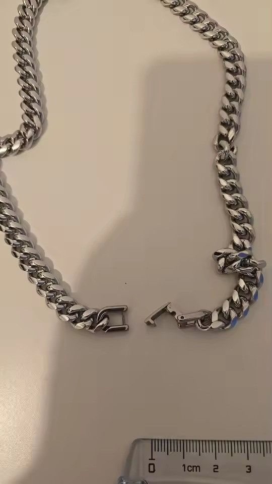 Jewelry 8 mm Width + 60 cm Stainless Steel Cuban Chain Necklace Size ONE SIZE - 5 Thumbnail