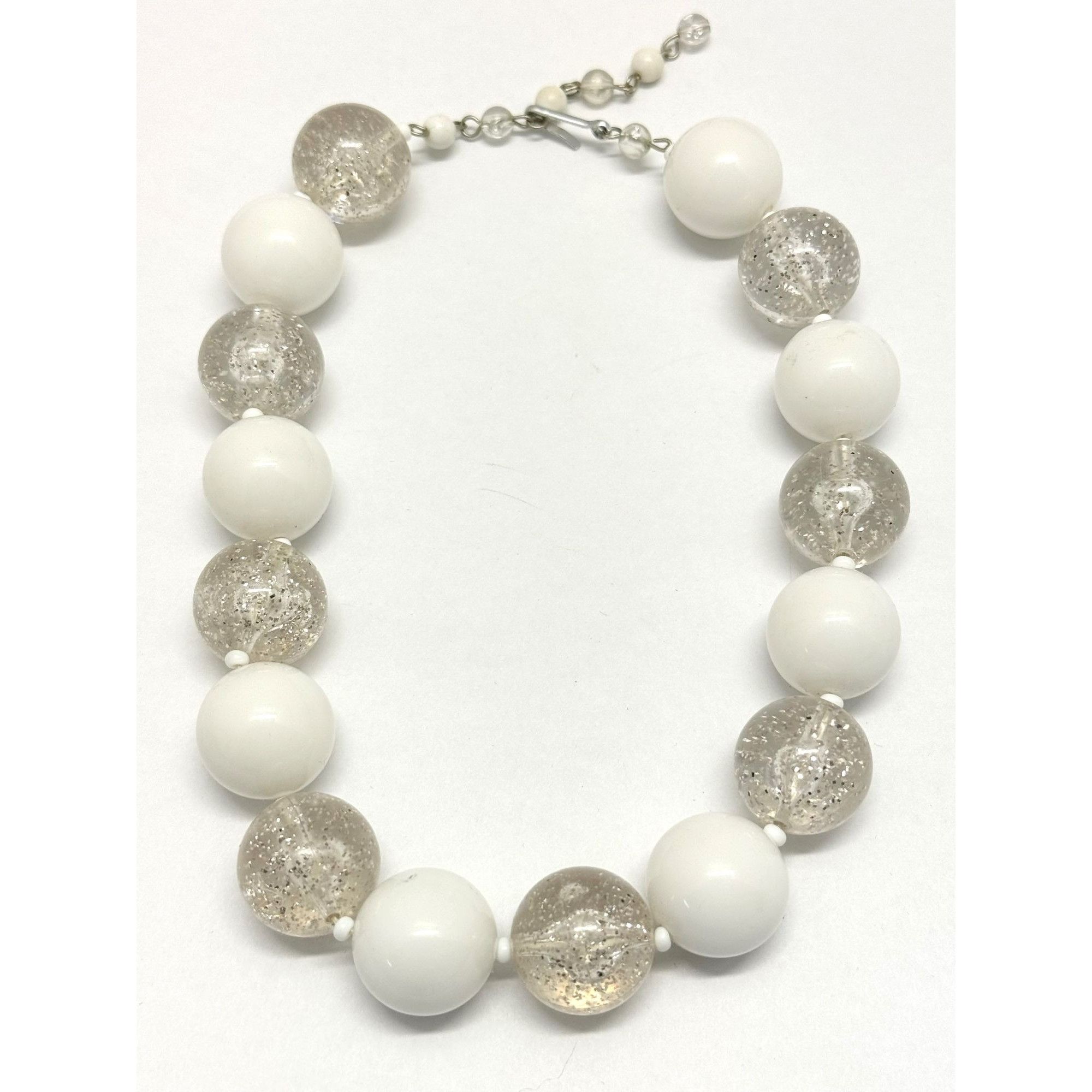 Vintage western Germany white Confetti beaded collar necklac