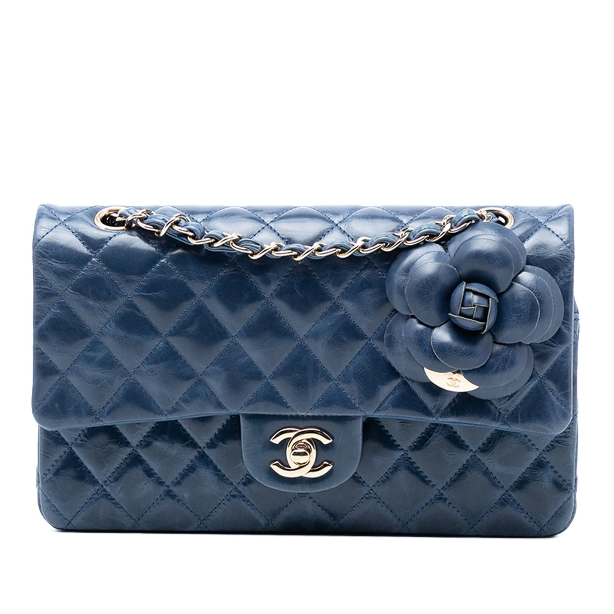 Chanel Medium Classic Glazed Calfskin Camellia Double Flap Size ONE SIZE - 1 Thumbnail