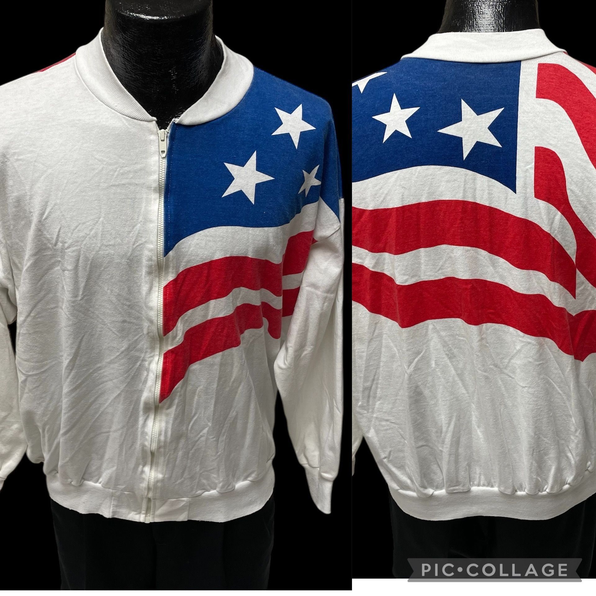 Other Vtg PATRIOTIC Windbreaker AMERICAN FLAG 50/50 USA Jacket Size US XL / EU 56 / 4 - 1 Thumbnail