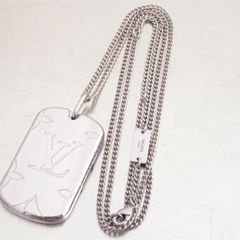 Louis Vuitton logo lock necklace - silver medium size