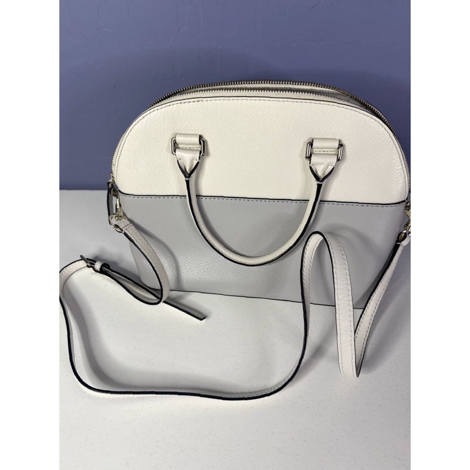 Vintage Kate Spade Crossbody Bag Grove Street Carli Purse White Gray Leather Women Car Theme 90s? Size ONE SIZE - 5 Thumbnail