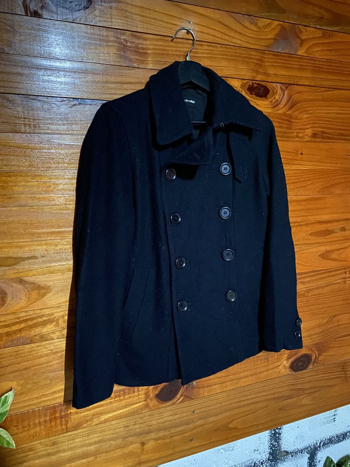 Pas de Calais Pas de Calais Black Wool Pea Coat – Double Breasted Jacket Size M / US 6-8 / IT 42-44 - 5 Thumbnail
