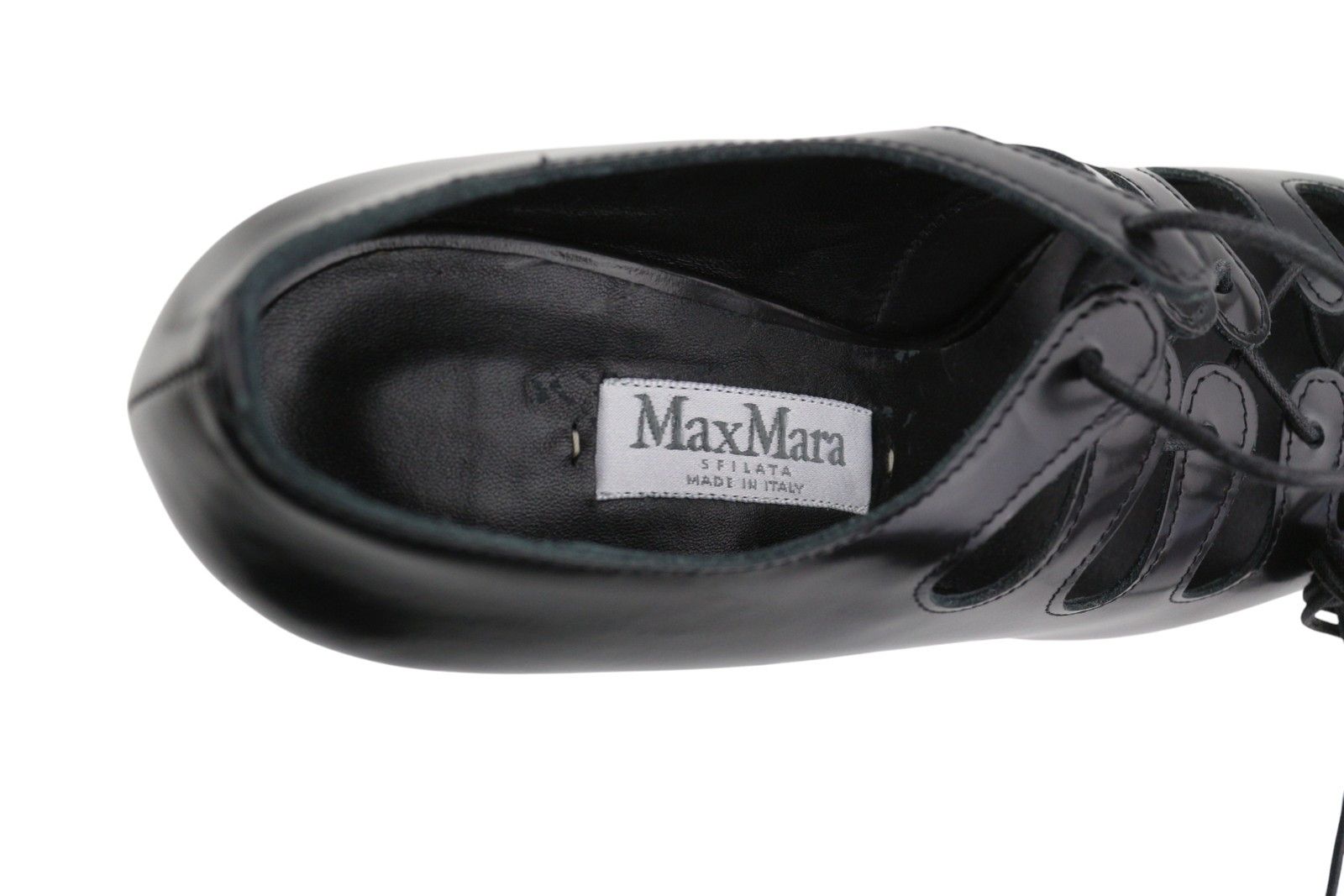 Max Mara SFILATA EU39 Black Leather Cut-Out Pumps 88721 Size US 8 / IT 38 - 8 Thumbnail