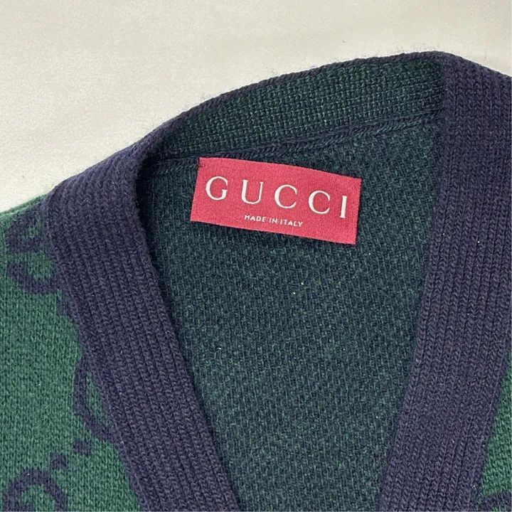 Gucci Gucci Men's V-Neck GG Jacquard Long Sleeve Sweater-2507 Size US L / EU 52-54 / 3 - 3 Thumbnail
