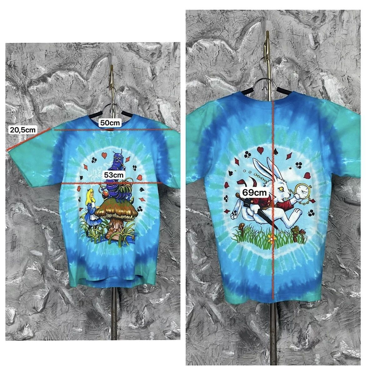 Vintage Alice In Wonderland 2003 Liquid Blue Tie Dye USA T-shirt Size US M / EU 48-50 / 2 - 11 Thumbnail