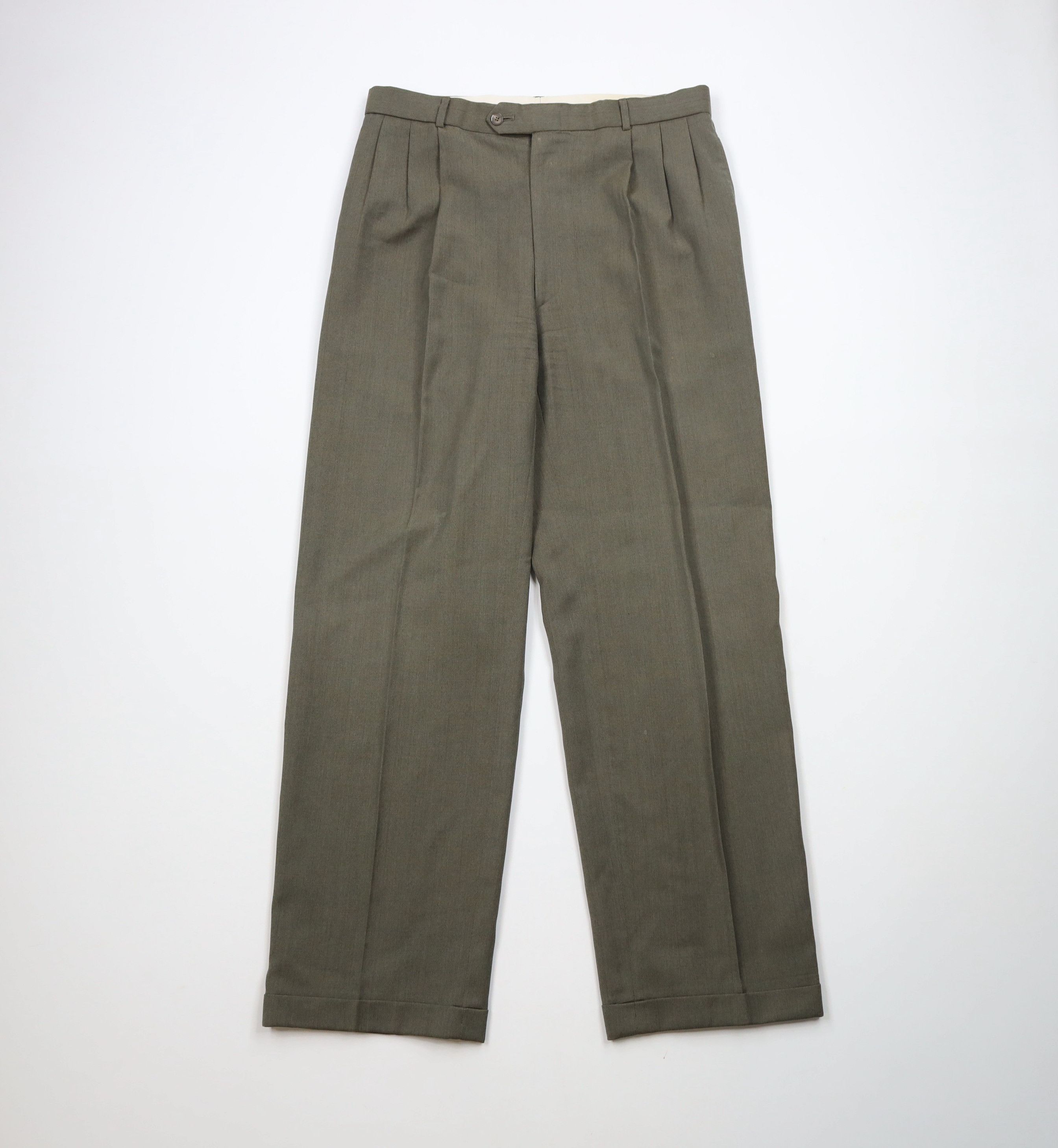Vintage Vintage 90s Streetwear Pleated Cuffed Wide Leg Chino Pants Size US 32 / EU 48 - 1 Thumbnail