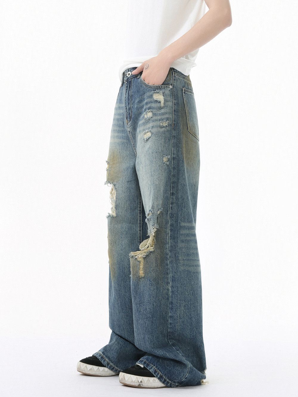 Vintage Men's American-Style Distressed Vintage Wide-Leg Jeans Size US 32 / EU 48 - 4 Thumbnail