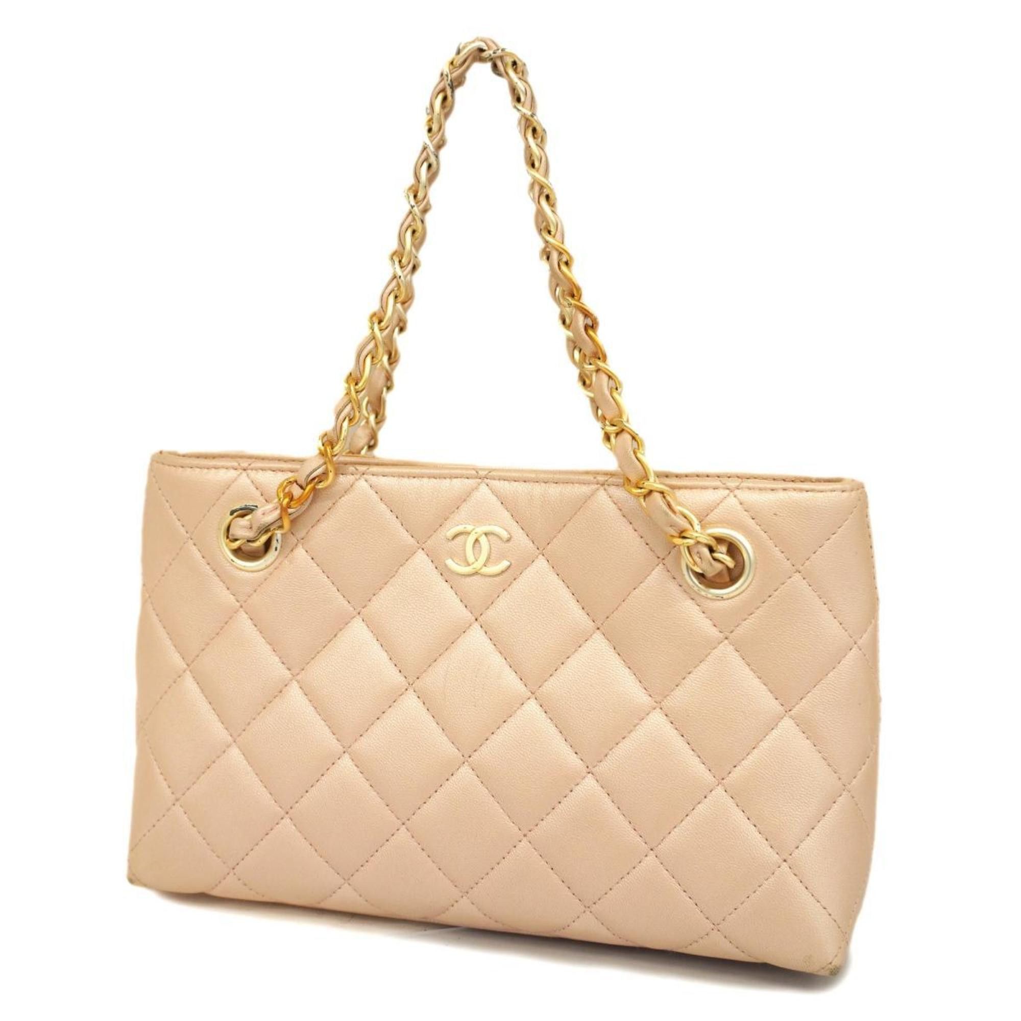 image of Chanel Handbag, Matelasse, Lambskin, Pink, Champagne, Ladies, Women's