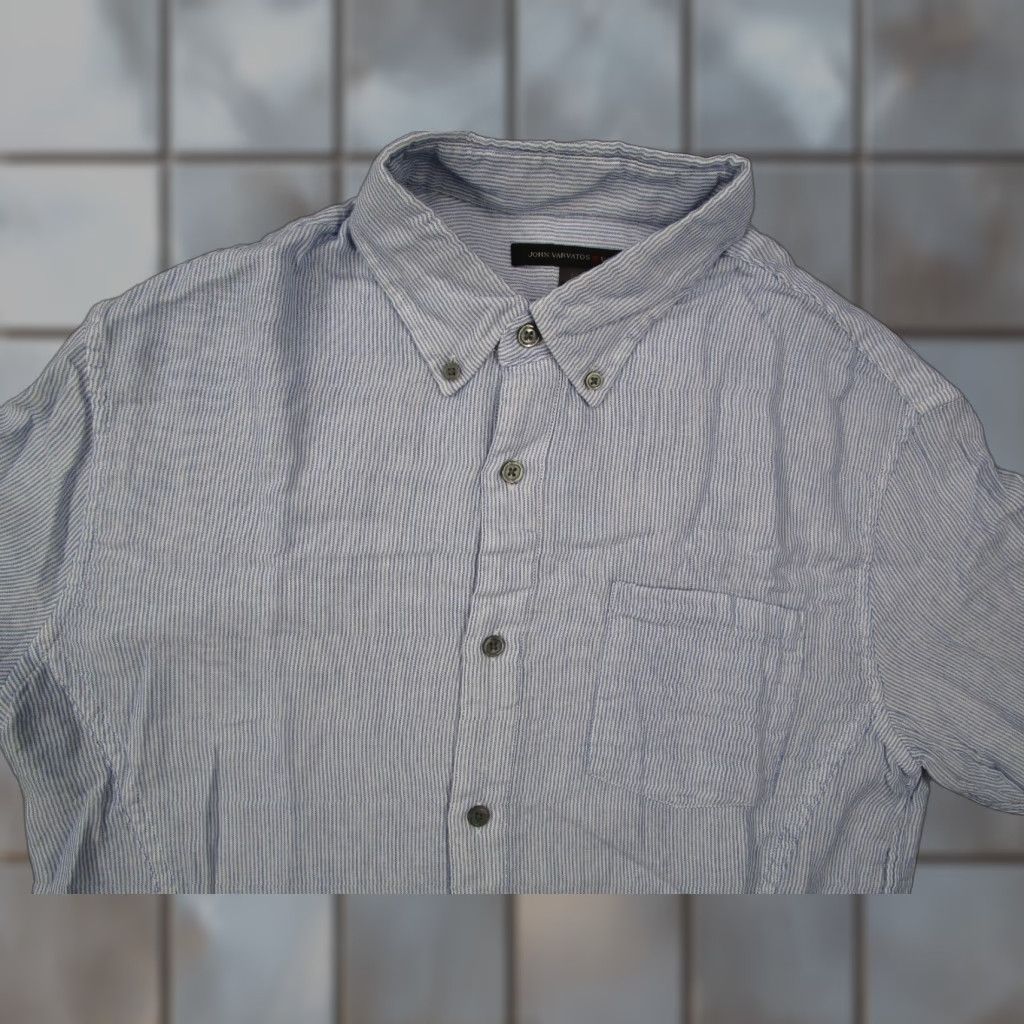 John Varvatos John Varvatos Star USA Shirt Mens Medium Blue Striped Button Up Designer Size US M / EU 48-50 / 2 - 1 Thumbnail