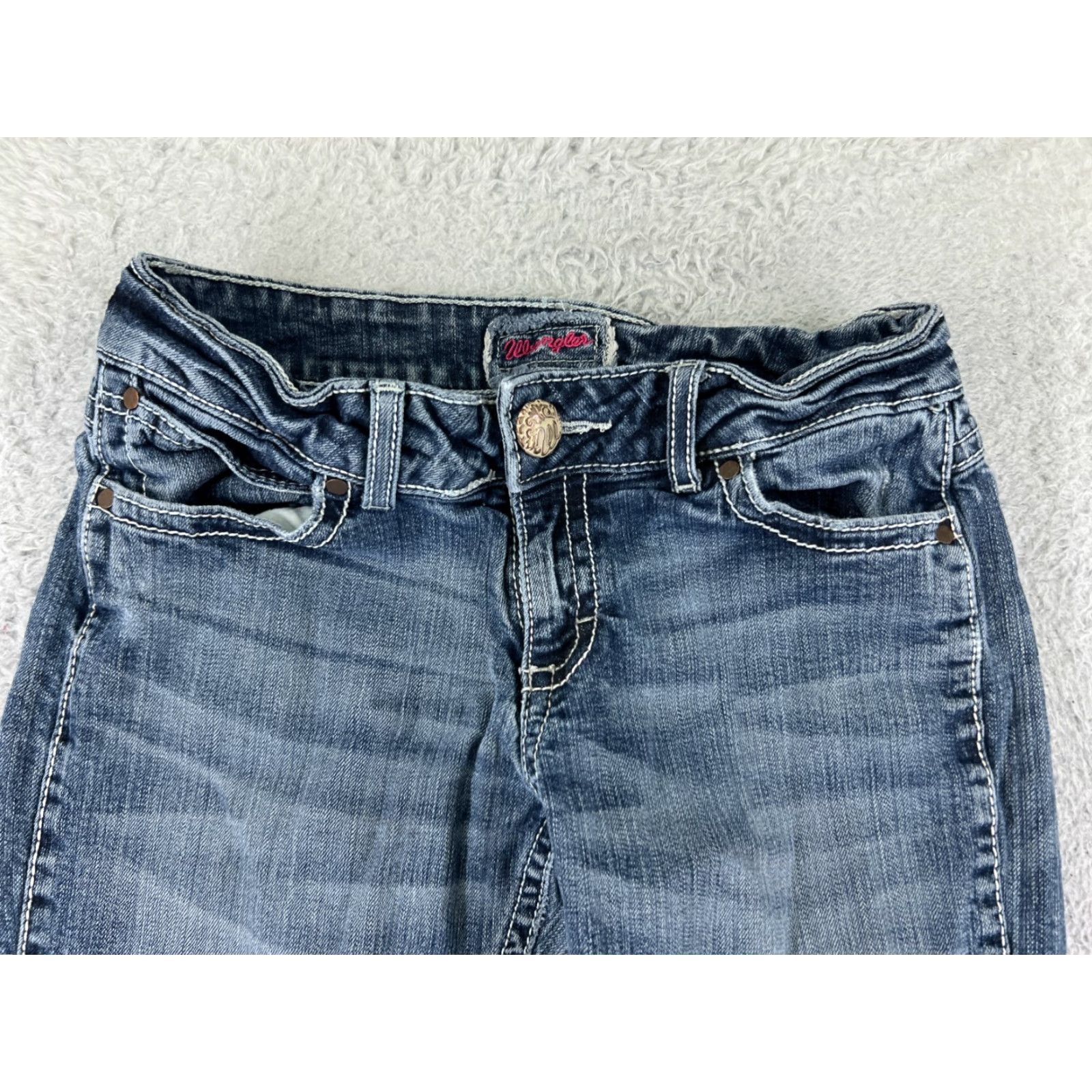 Wrangler Wrangler Jeans Women 7 Blue Denim Bootcut Distressed Cotton Blend 5-Pocket Design Bootcut Wrangler Size 28" / US 6 / IT 42 - 7 Thumbnail