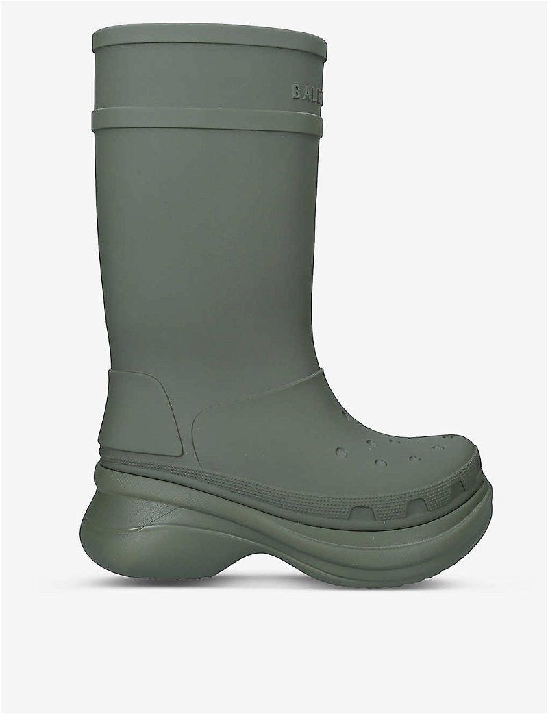 Green Balenciaga Rain Boots Balenciaga Crocs Rubber Boots In Khaki