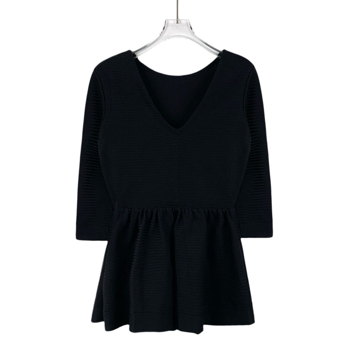 Dior Christian Dior Black Silk V-neck Long Sleeve Dress K26WX Size XS / US 0-2 / IT 36-38 - 1 Thumbnail